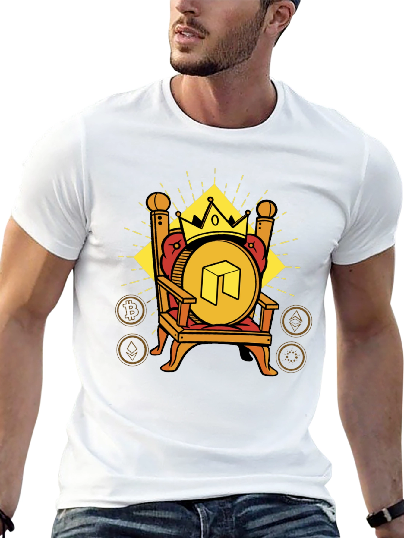 Crypto King T-Shirt - Neo Coin Throne Design