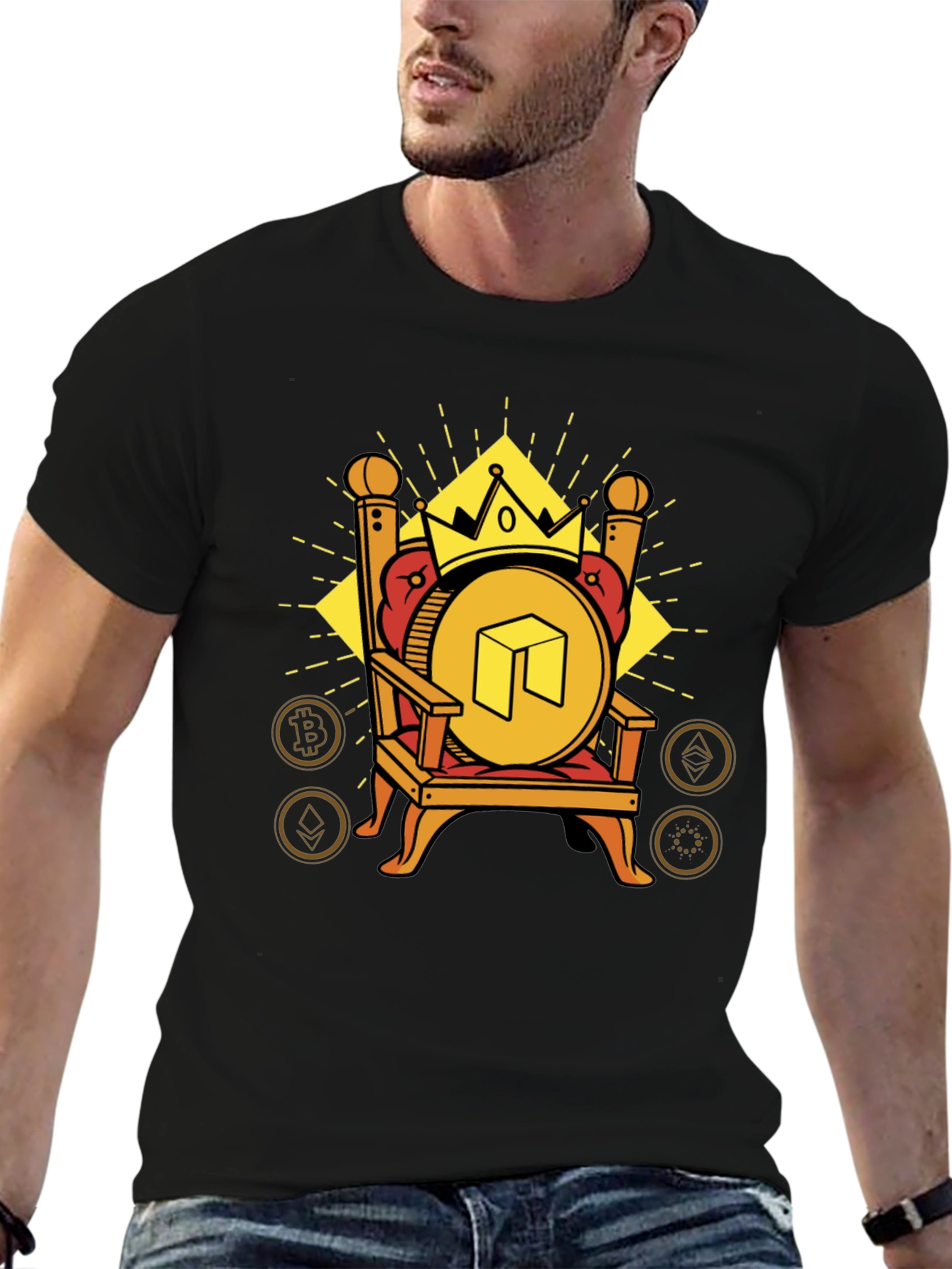 Crypto King T-Shirt - Neo Coin Throne Design