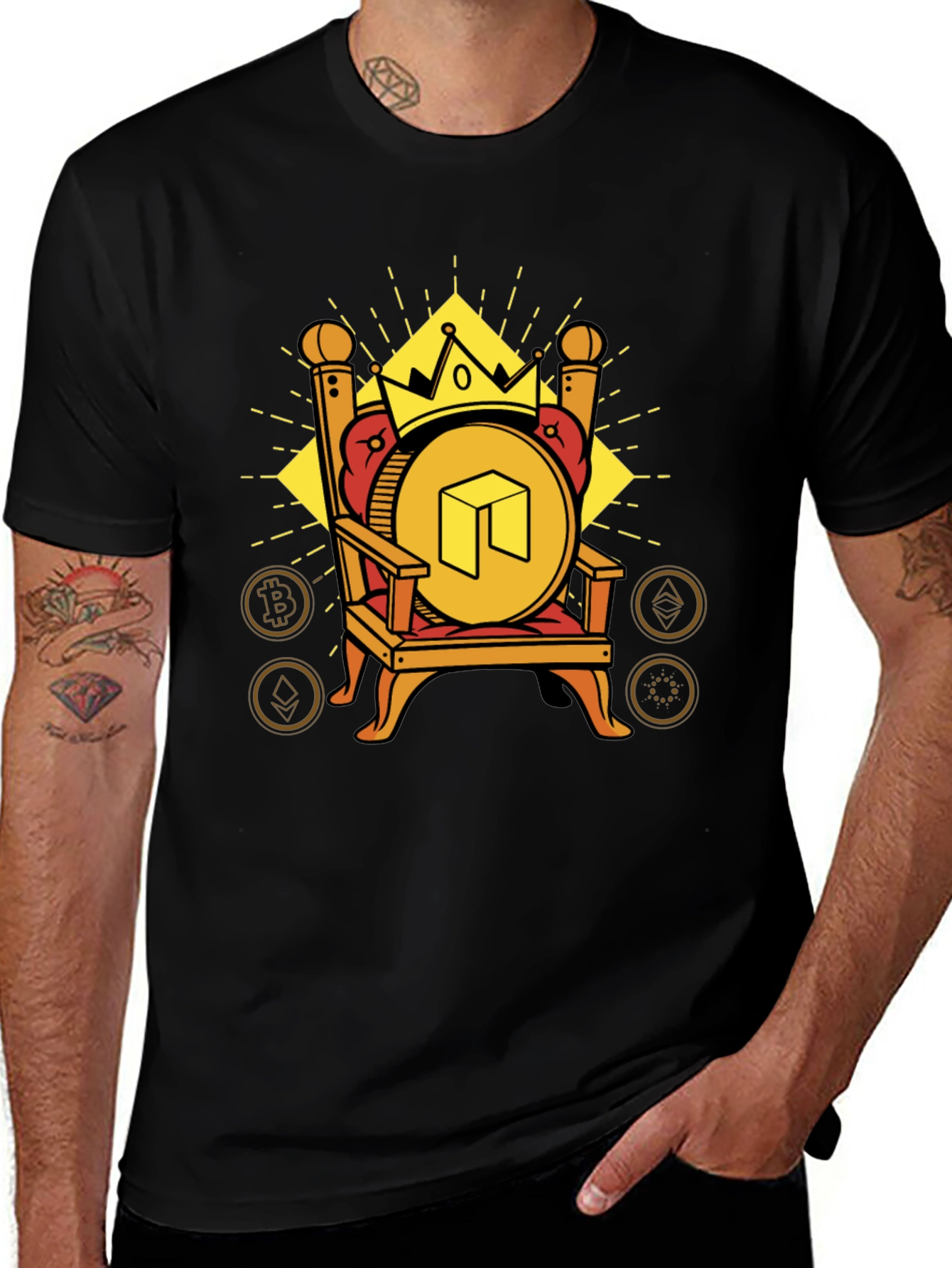 Crypto King T-Shirt - Neo Coin Throne Design