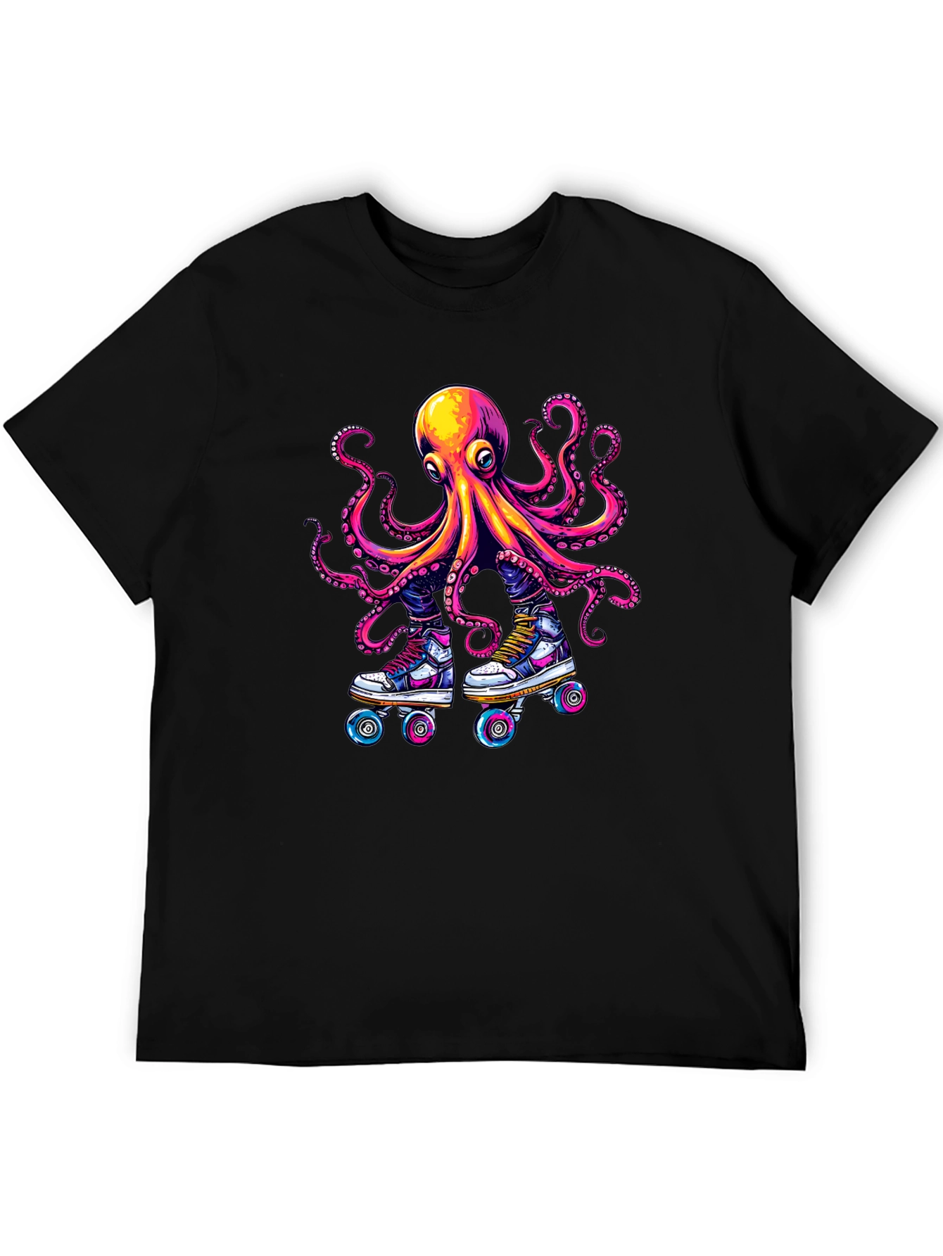Octopus Roller Skate T-Shirt - Black Cotton Tee