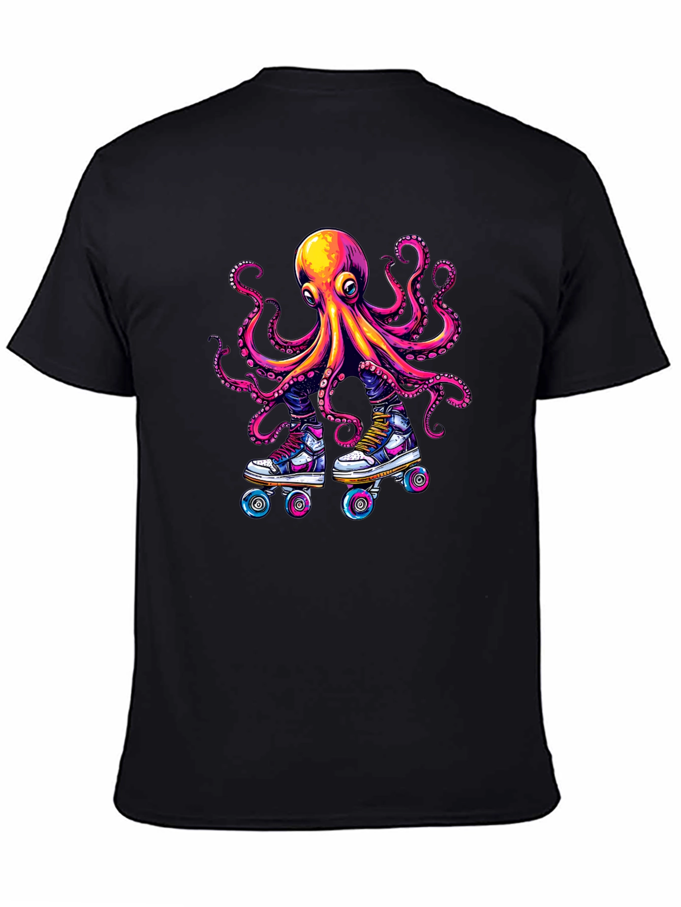 Octopus Roller Skate T-Shirt - Black Cotton Tee