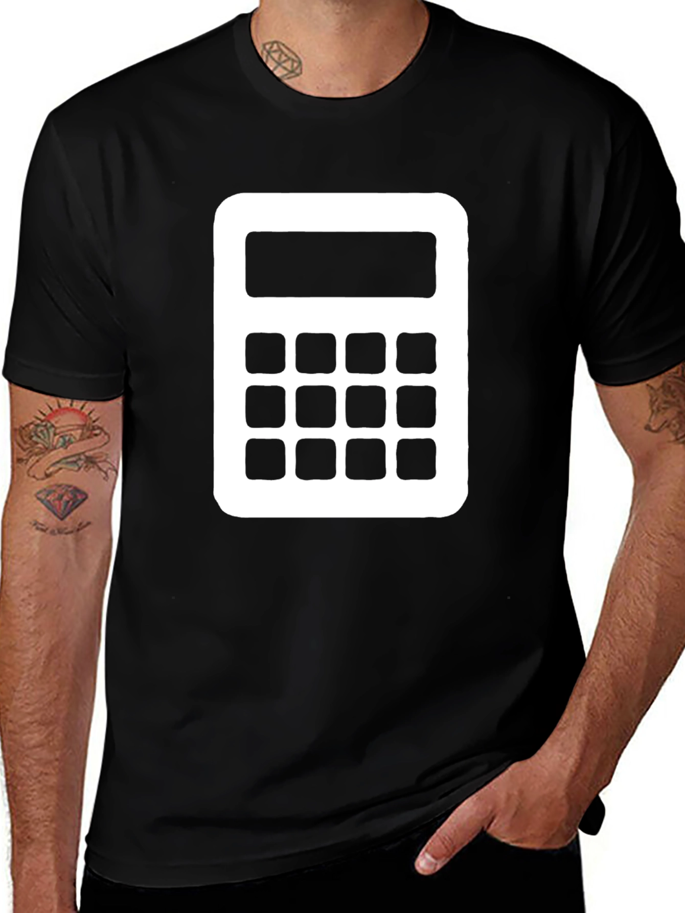 Calculator Graphic Tee - Black Cotton Blend T-Shirt