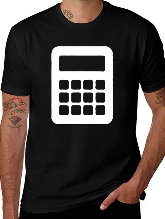 Calculator Graphic Tee - Black Cotton Blend T-Shirt