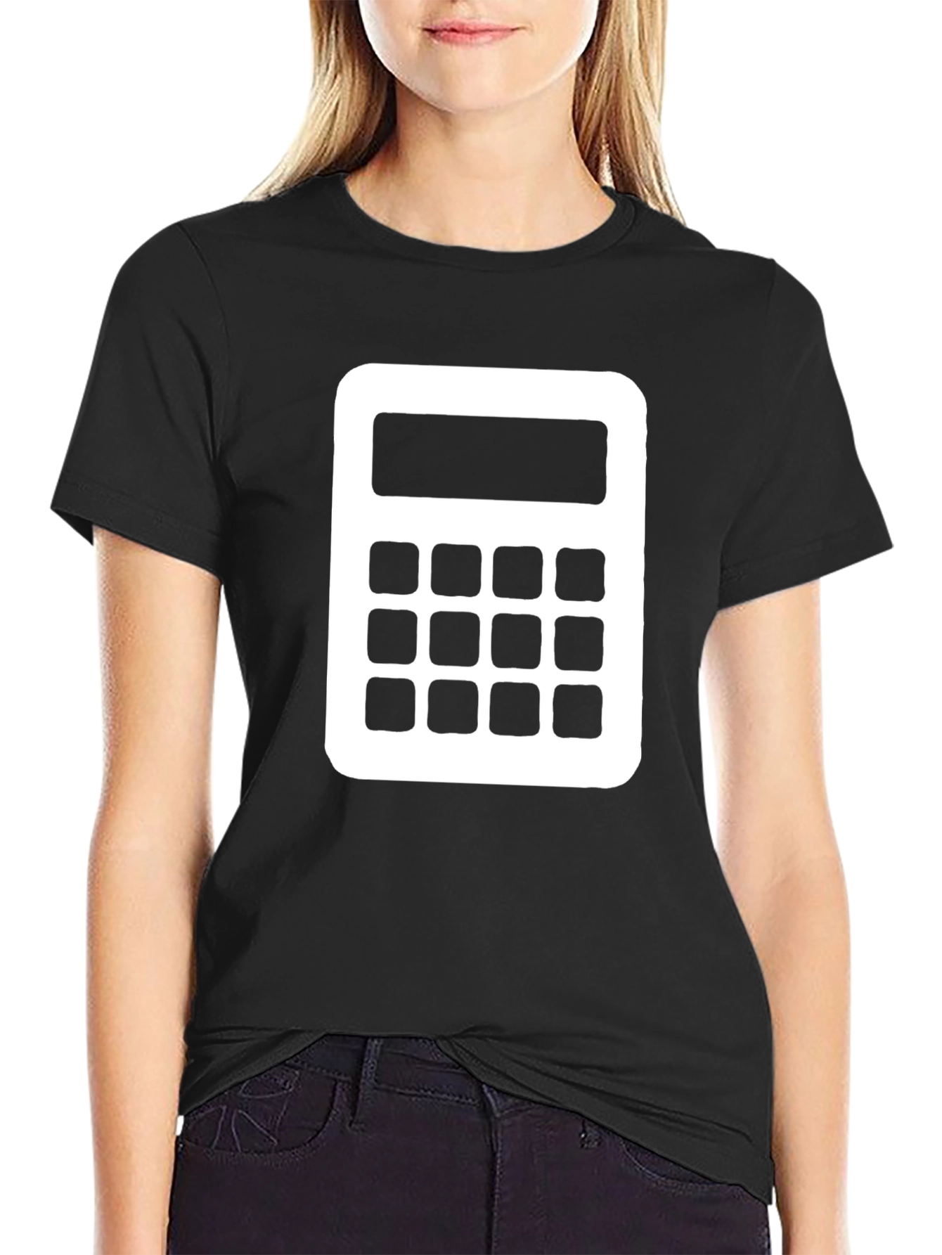 Calculator Graphic Tee - Black Cotton Blend T-Shirt