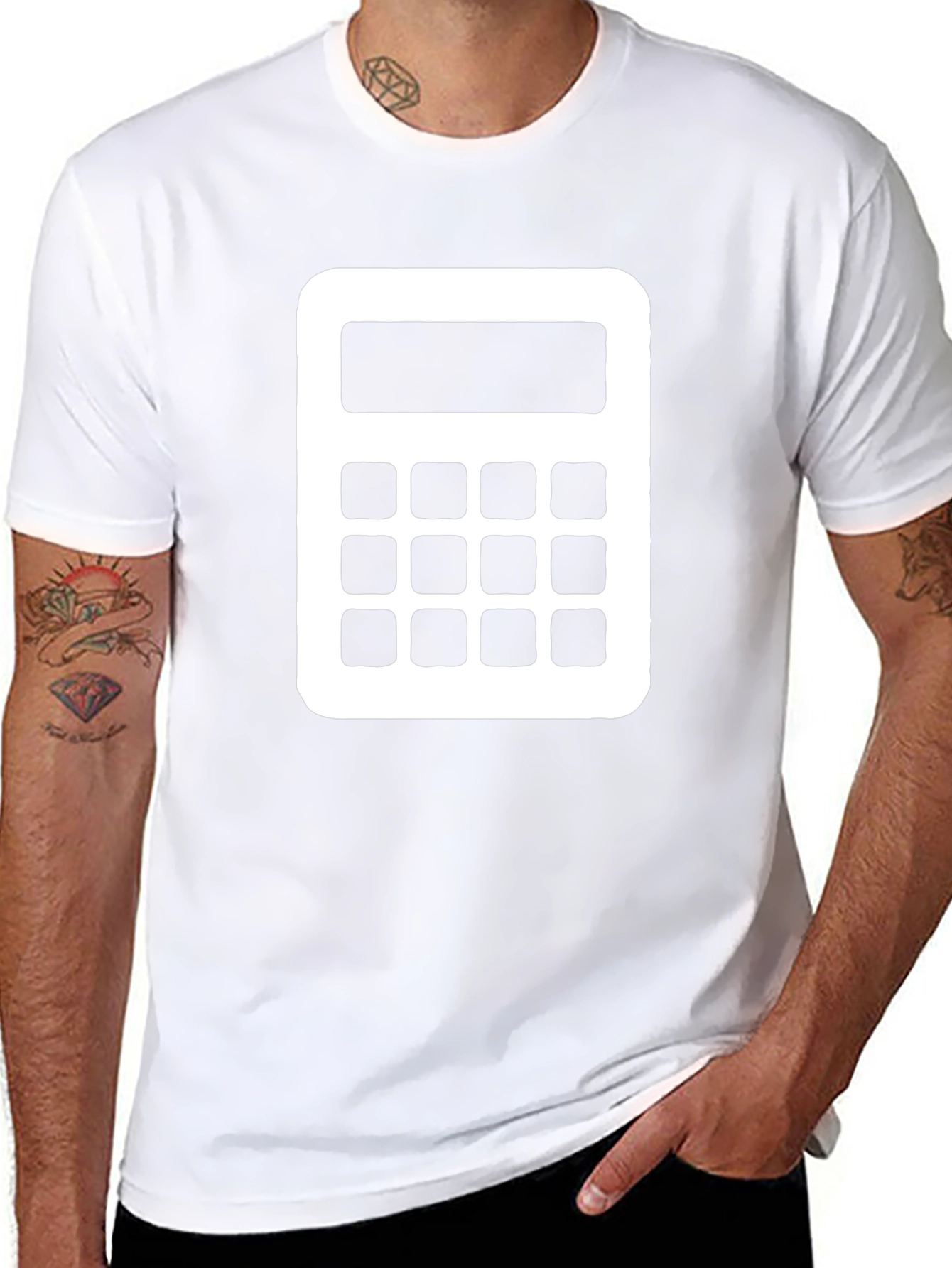 Calculator Graphic Tee - Black Cotton Blend T-Shirt