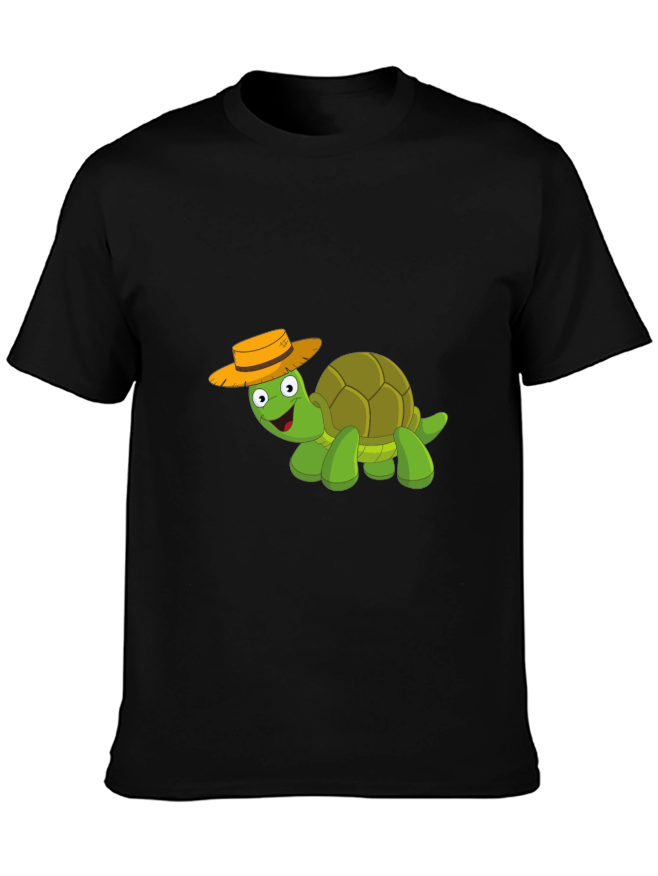 Cartoon Turtle T-Shirt - Black Cotton Blend