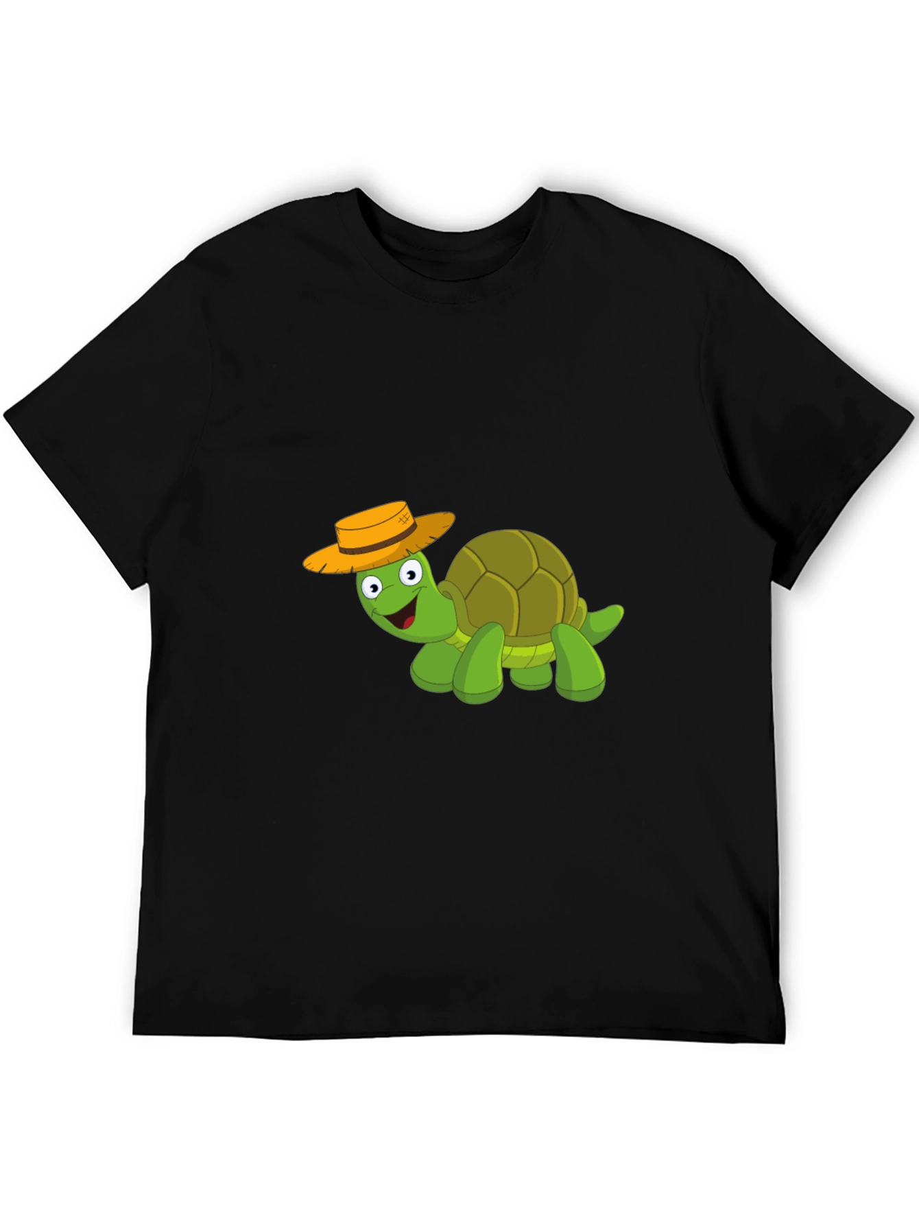 Cartoon Turtle T-Shirt - Black Cotton Blend