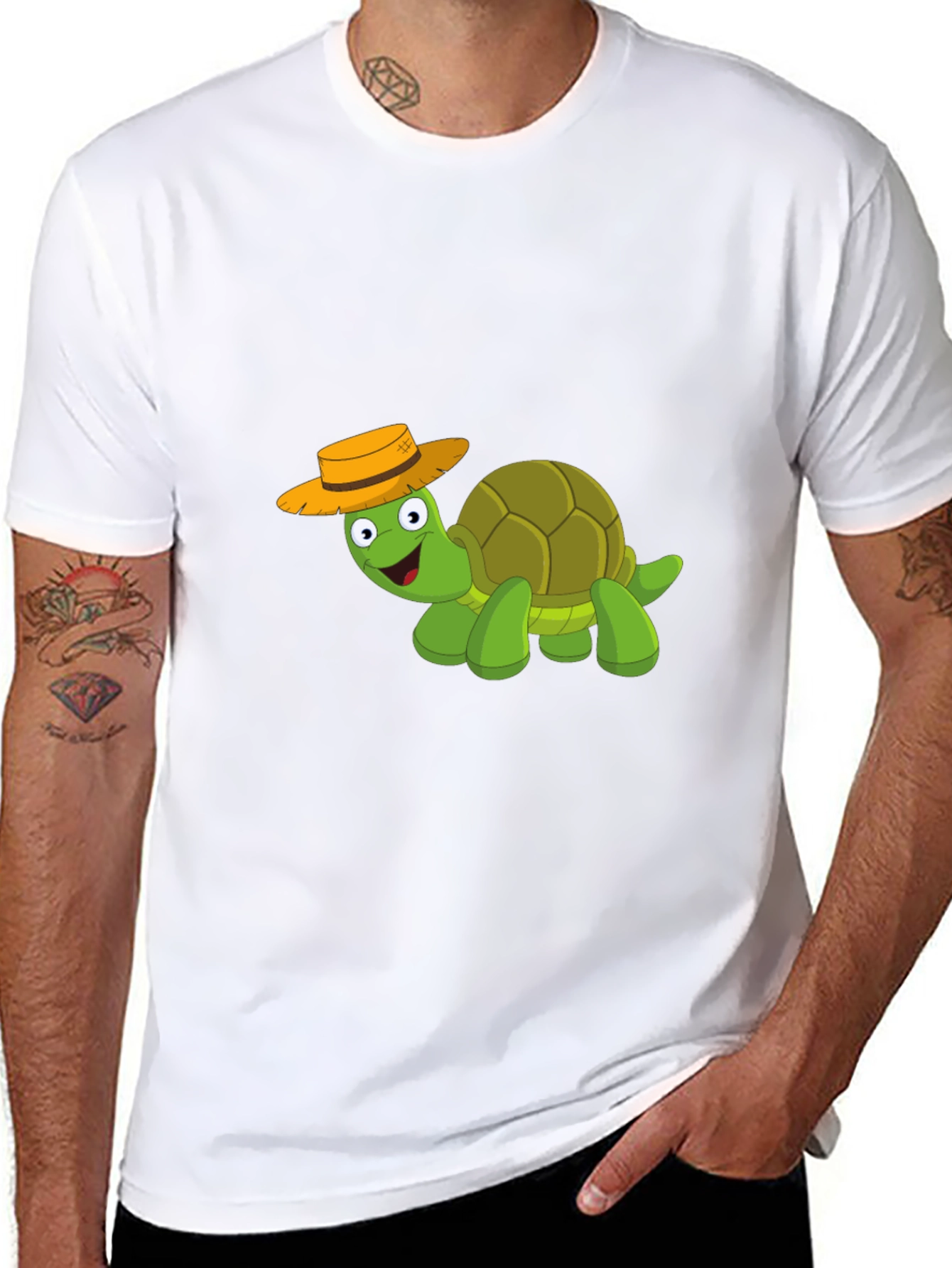 Cartoon Turtle T-Shirt - Black Cotton Blend