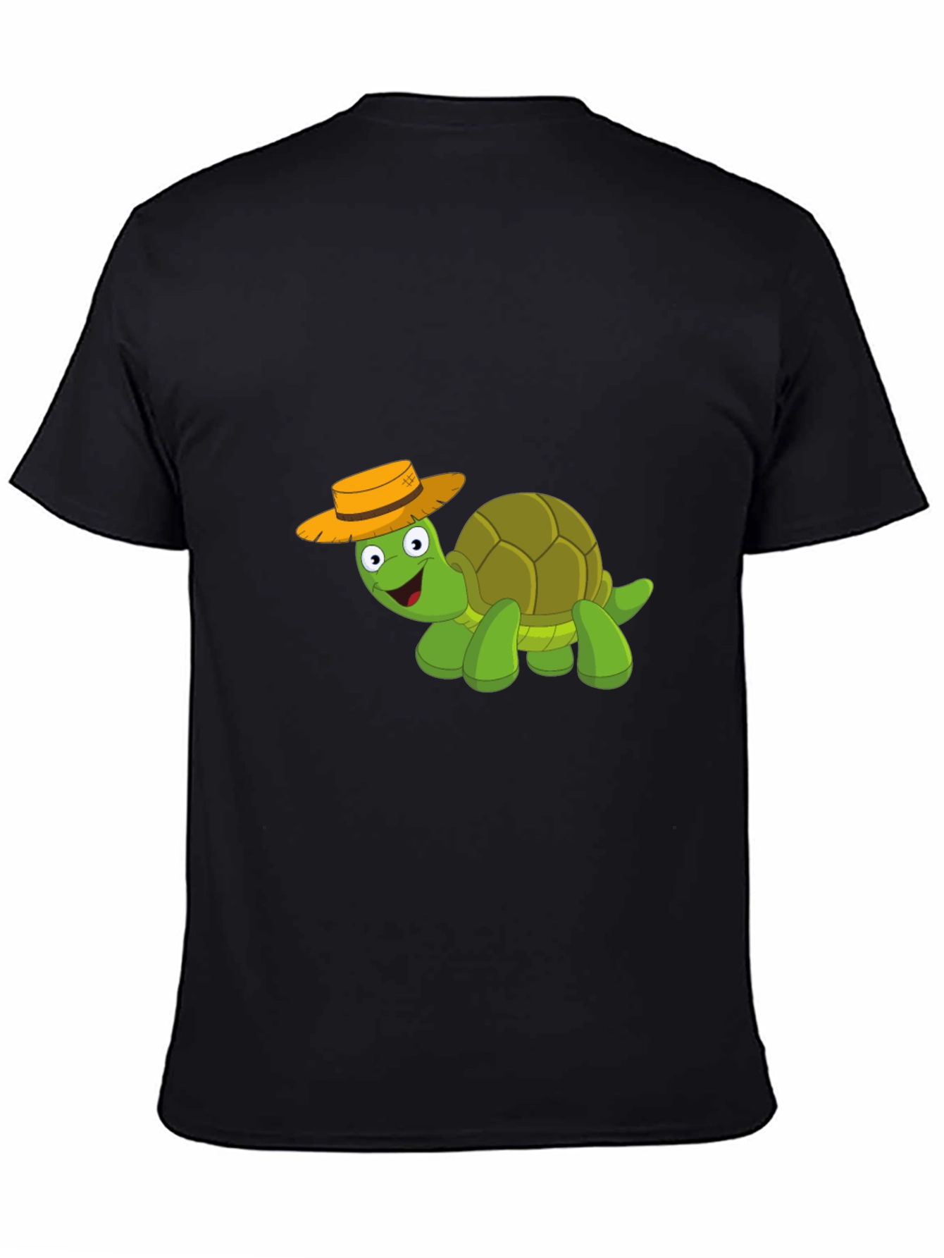 Cartoon Turtle T-Shirt - Black Cotton Blend