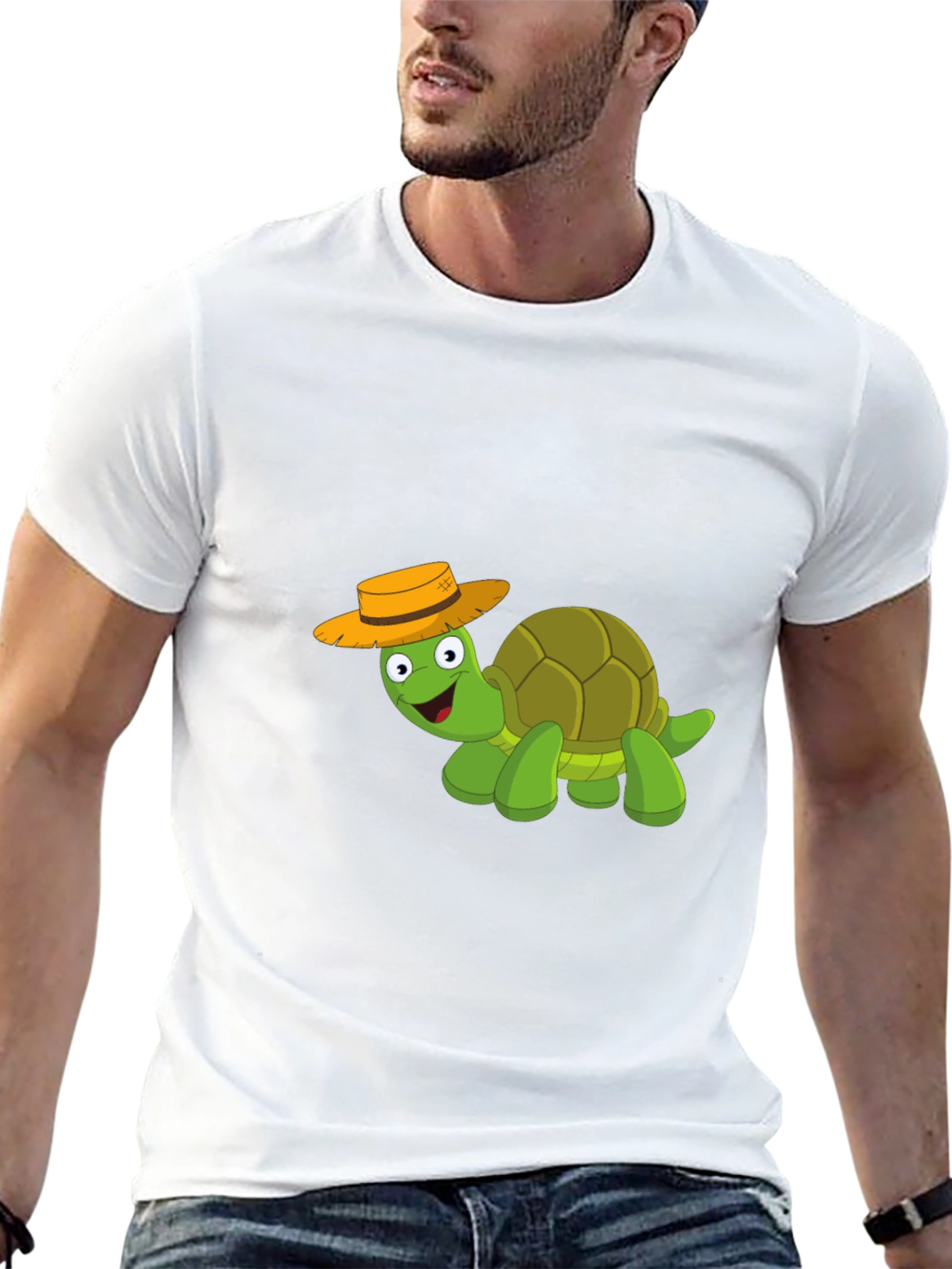 Cartoon Turtle T-Shirt - Black Cotton Blend