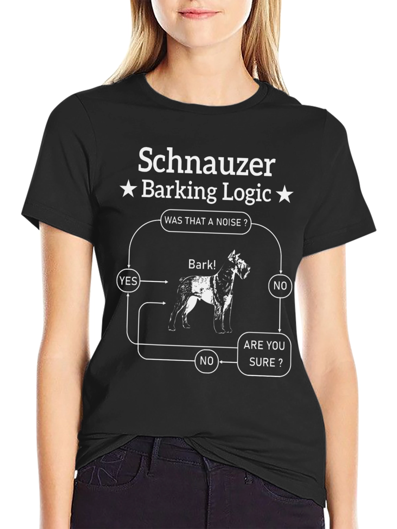 Schnauzer Barking Logic T-Shirt Funny Dog Tee