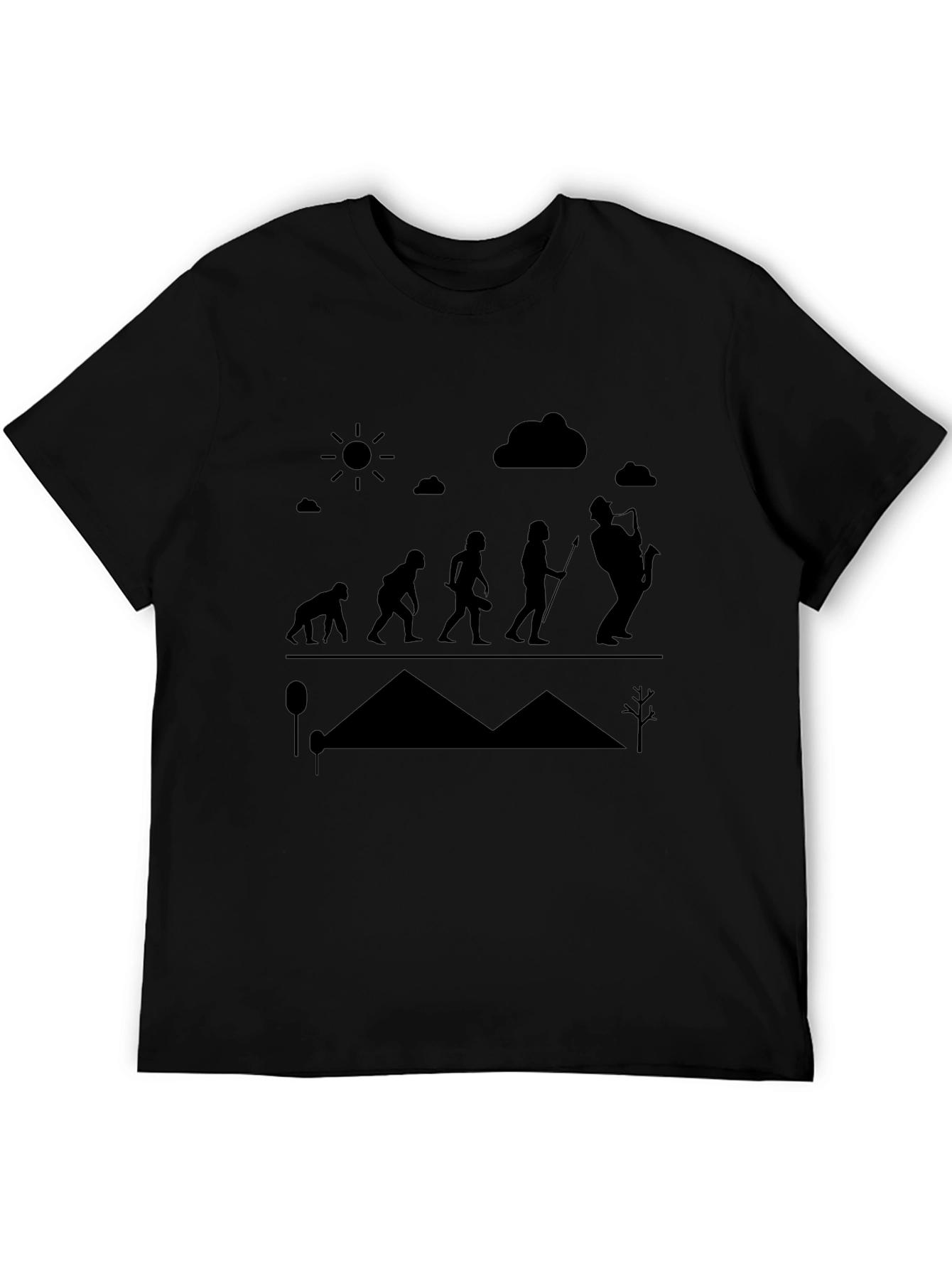 Evolution of Sax Player Black T-Shirt