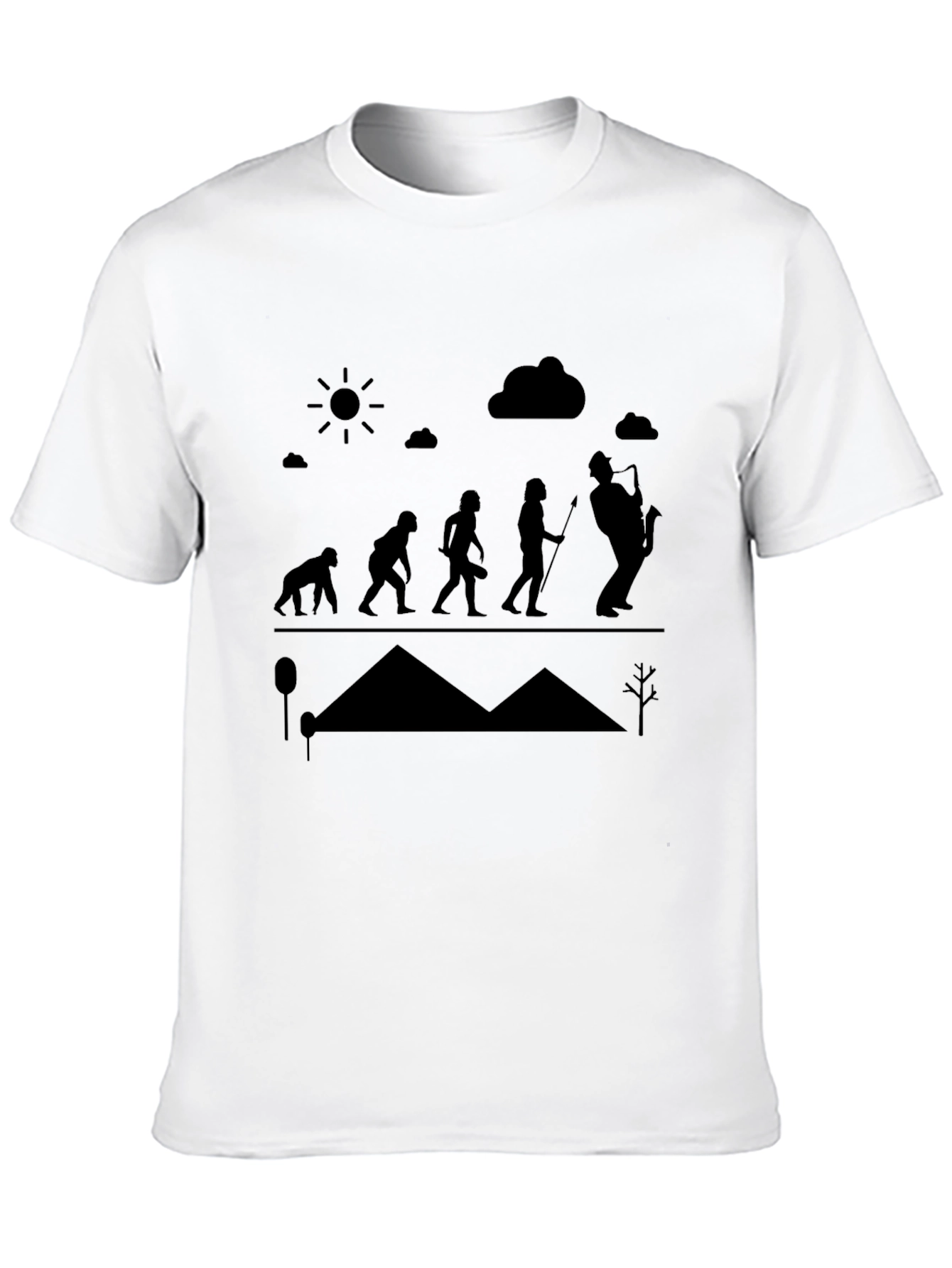 Evolution of Sax Player Black T-Shirt