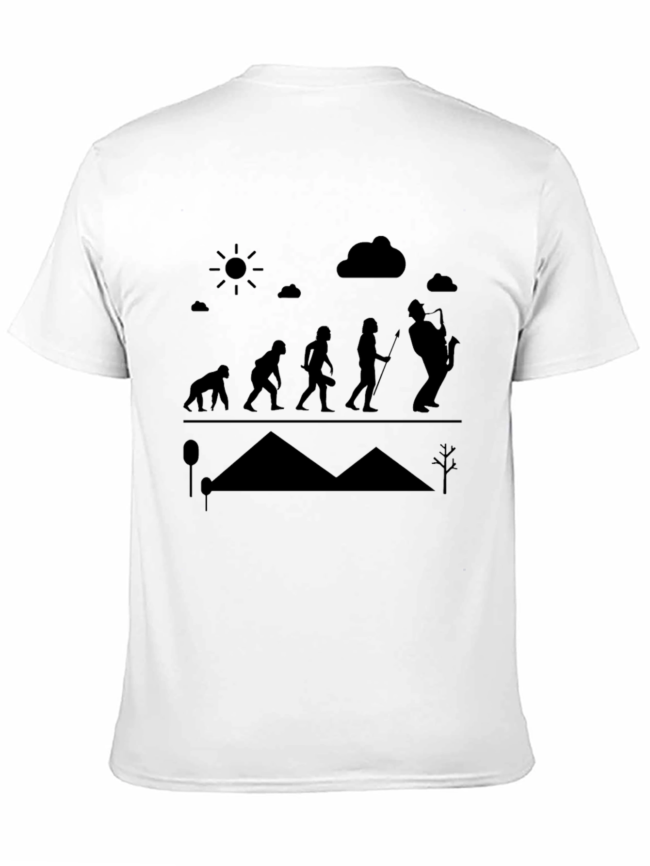Evolution of Sax Player Black T-Shirt