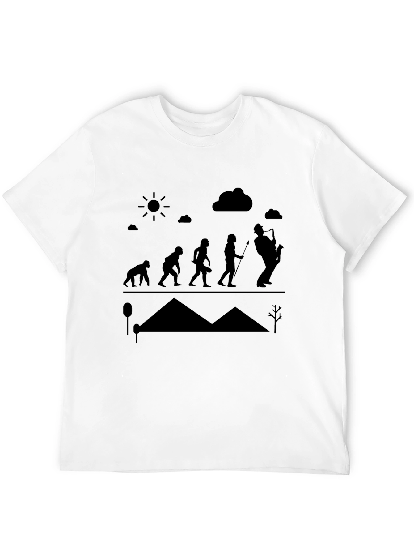 Evolution of Sax Player Black T-Shirt