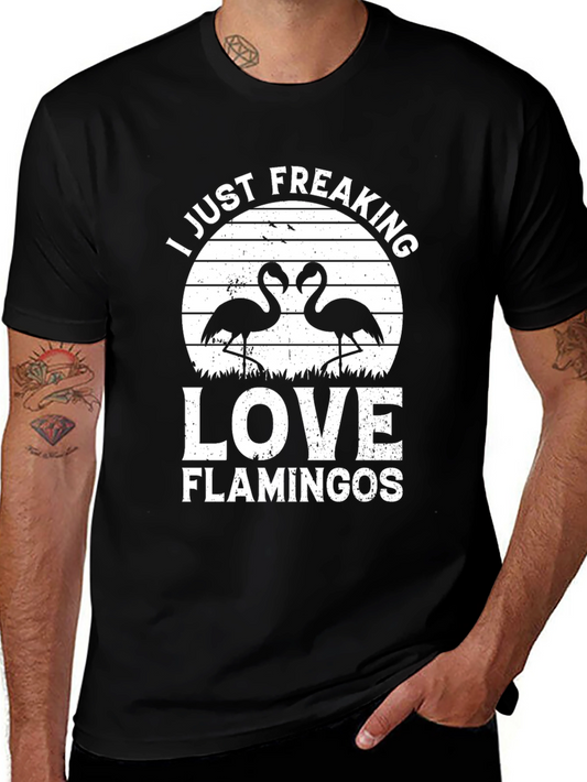 Flamingo Lover Black Tee - I Just Freaking Love Flamingos Graphic