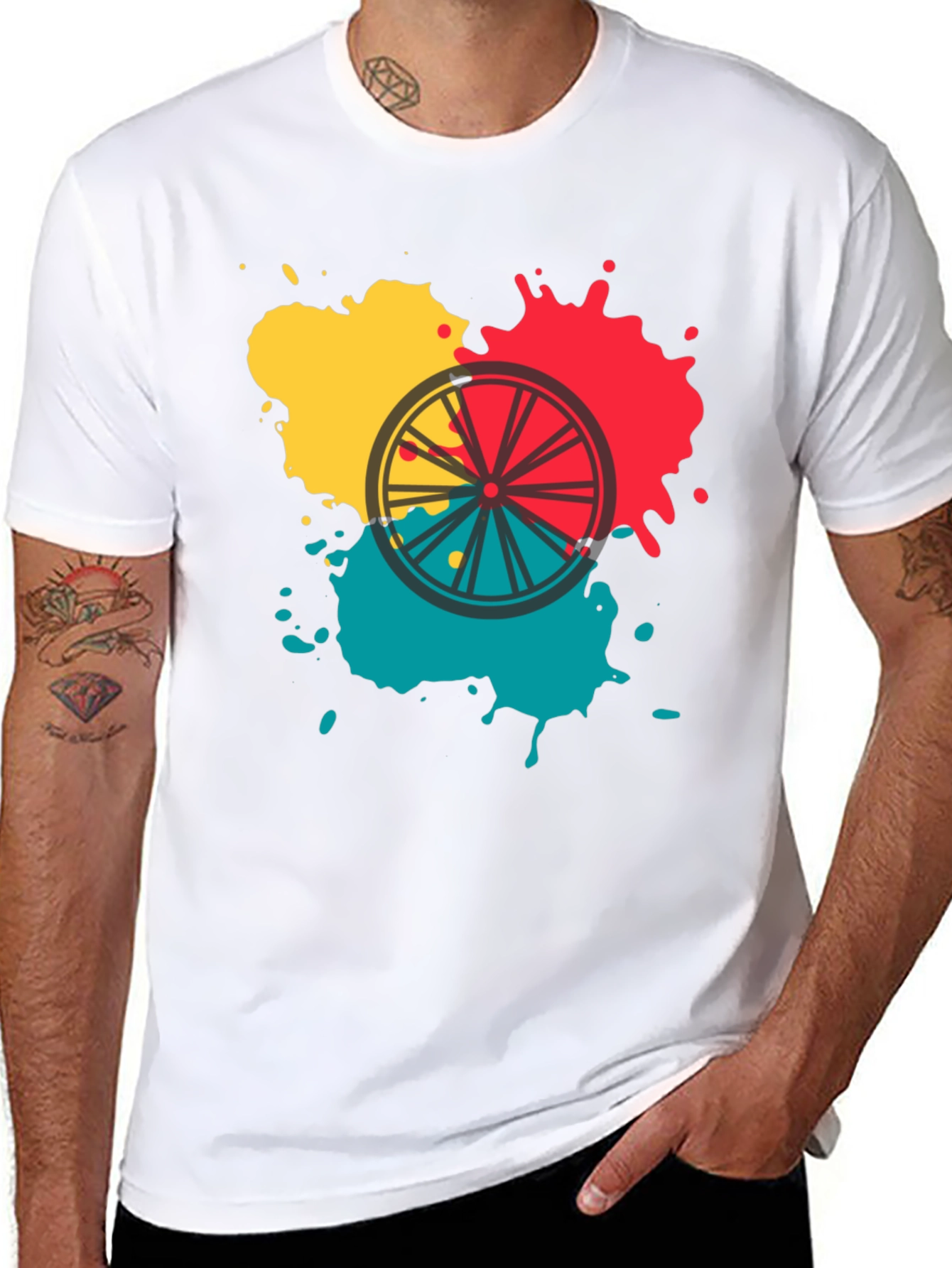 Abstract Bike Wheel Graphic Tee - Soft Cotton Blend
