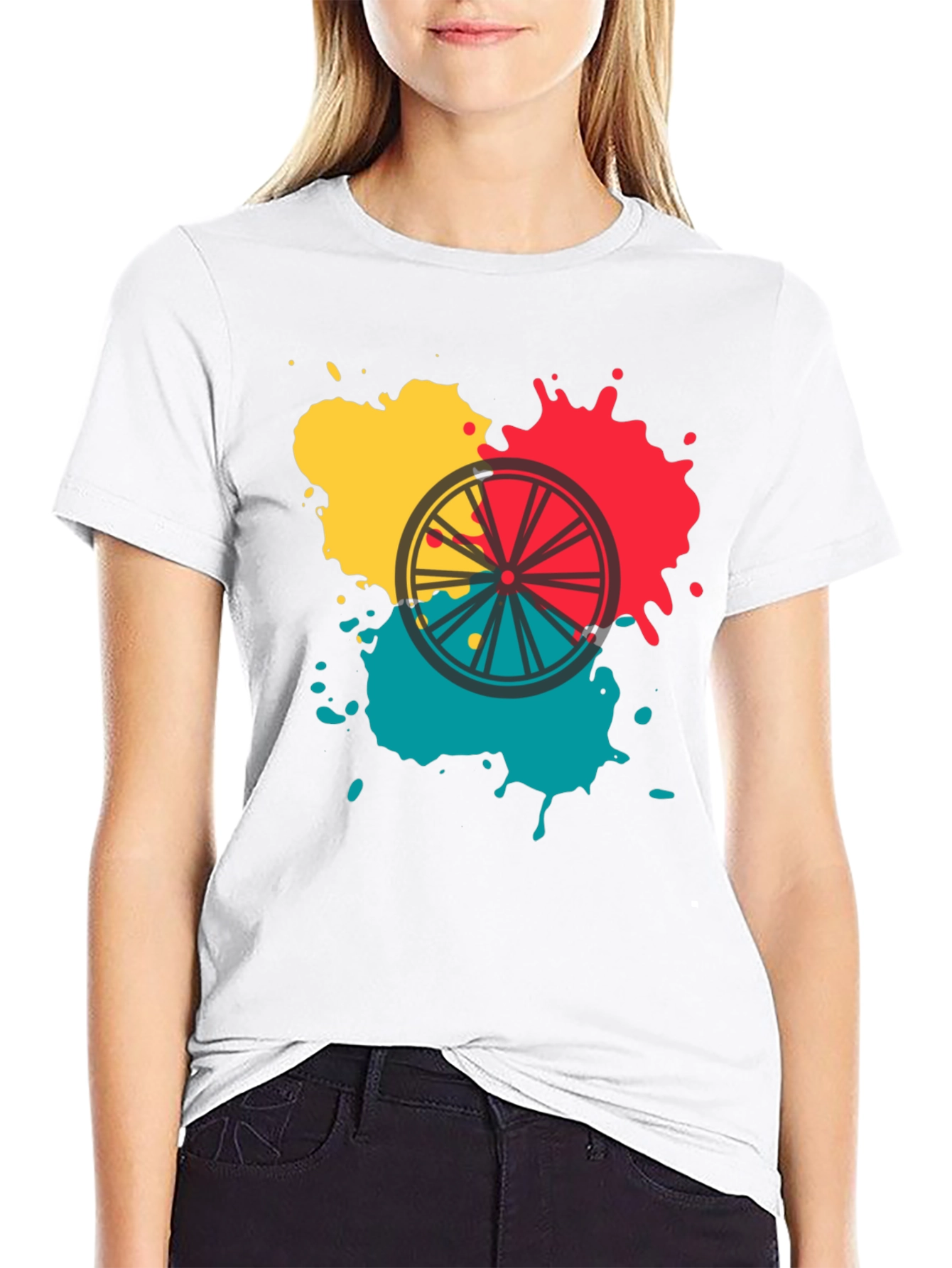 Abstract Bike Wheel Graphic Tee - Soft Cotton Blend