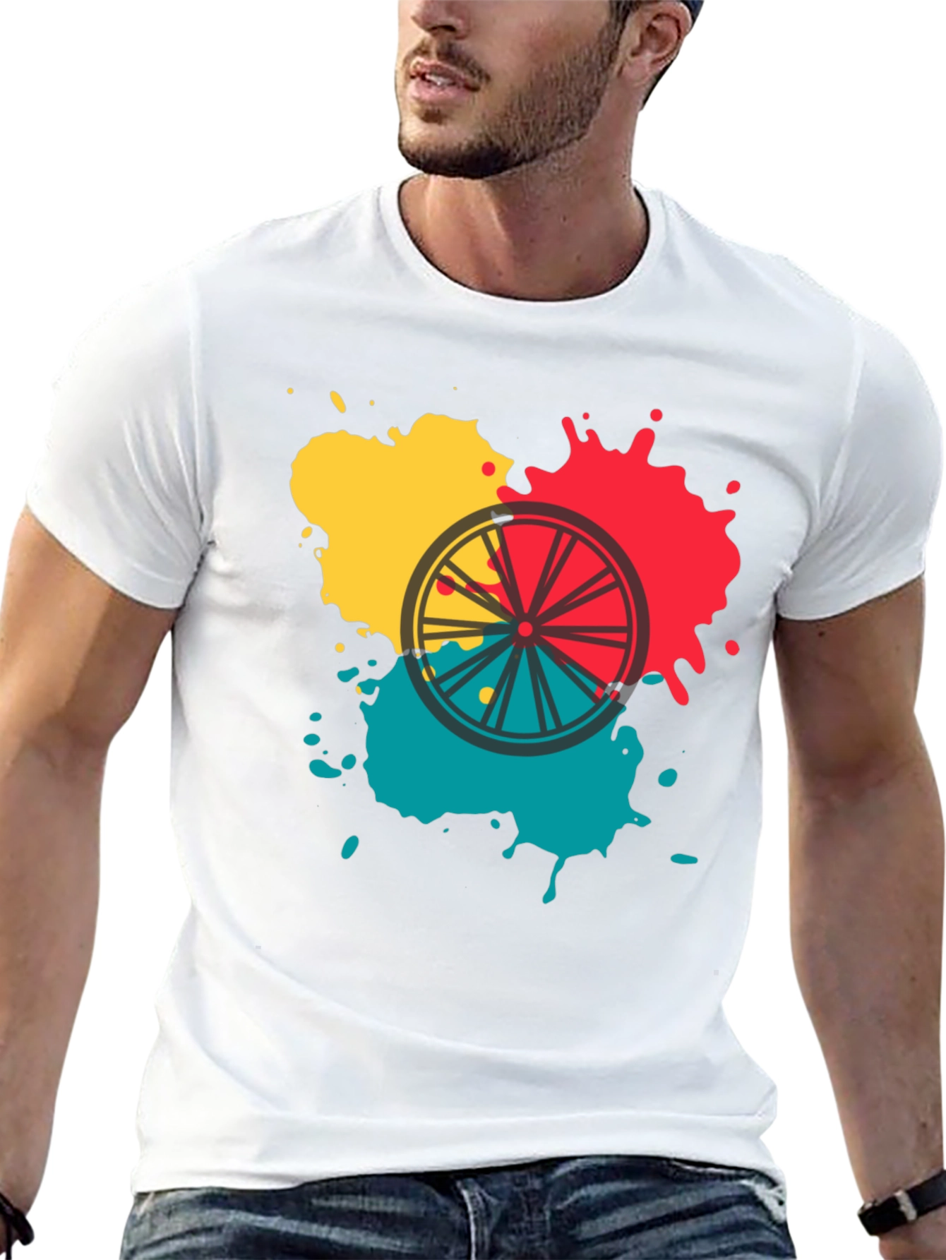 Abstract Bike Wheel Graphic Tee - Soft Cotton Blend