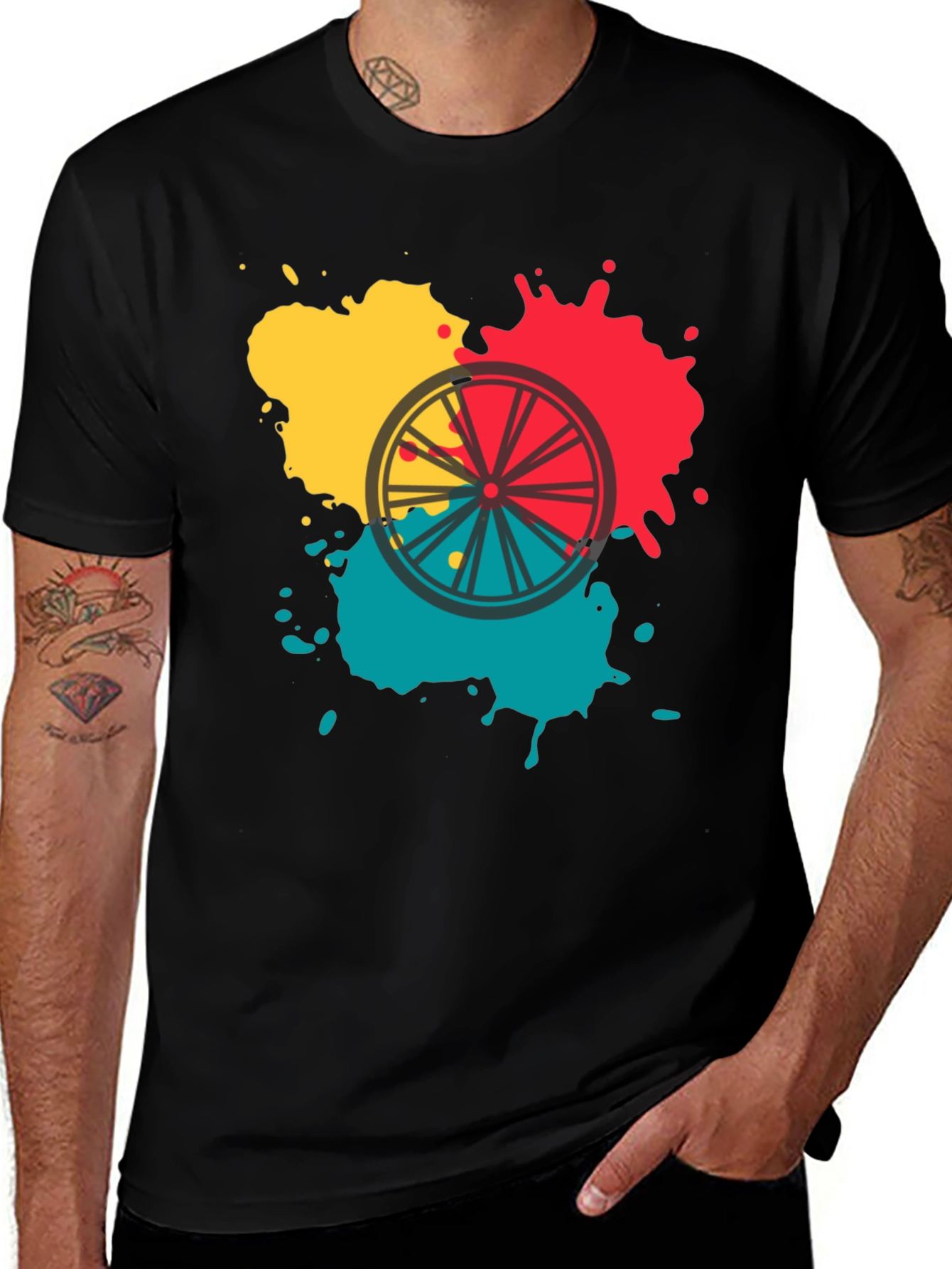 Abstract Bike Wheel Graphic Tee - Soft Cotton Blend