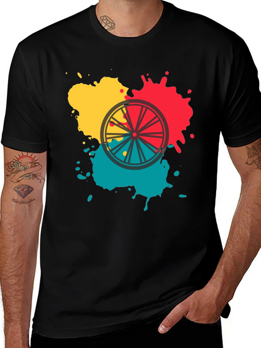 Abstract Bike Wheel Graphic Tee - Soft Cotton Blend
