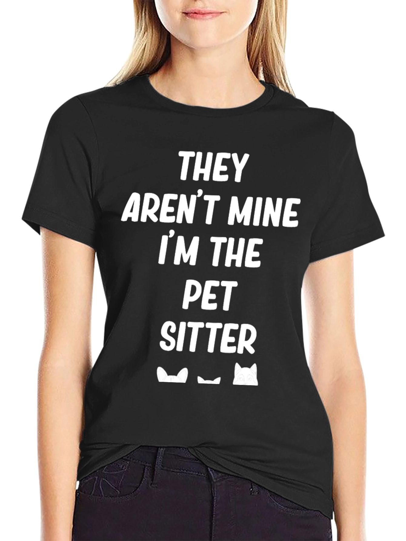 Funny Pet Sitter T-Shirt Cat Peek Design