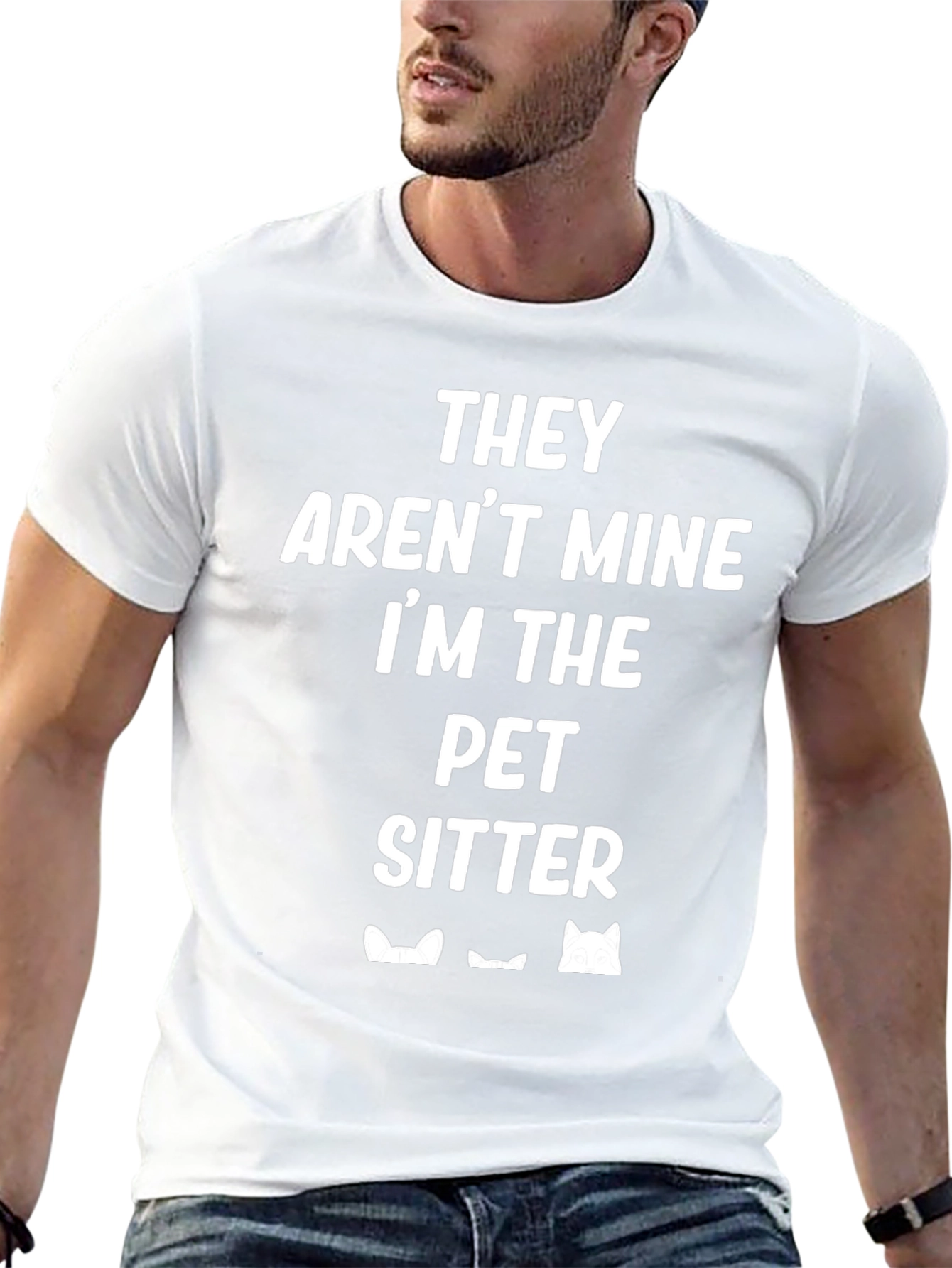 Funny Pet Sitter T-Shirt Cat Peek Design
