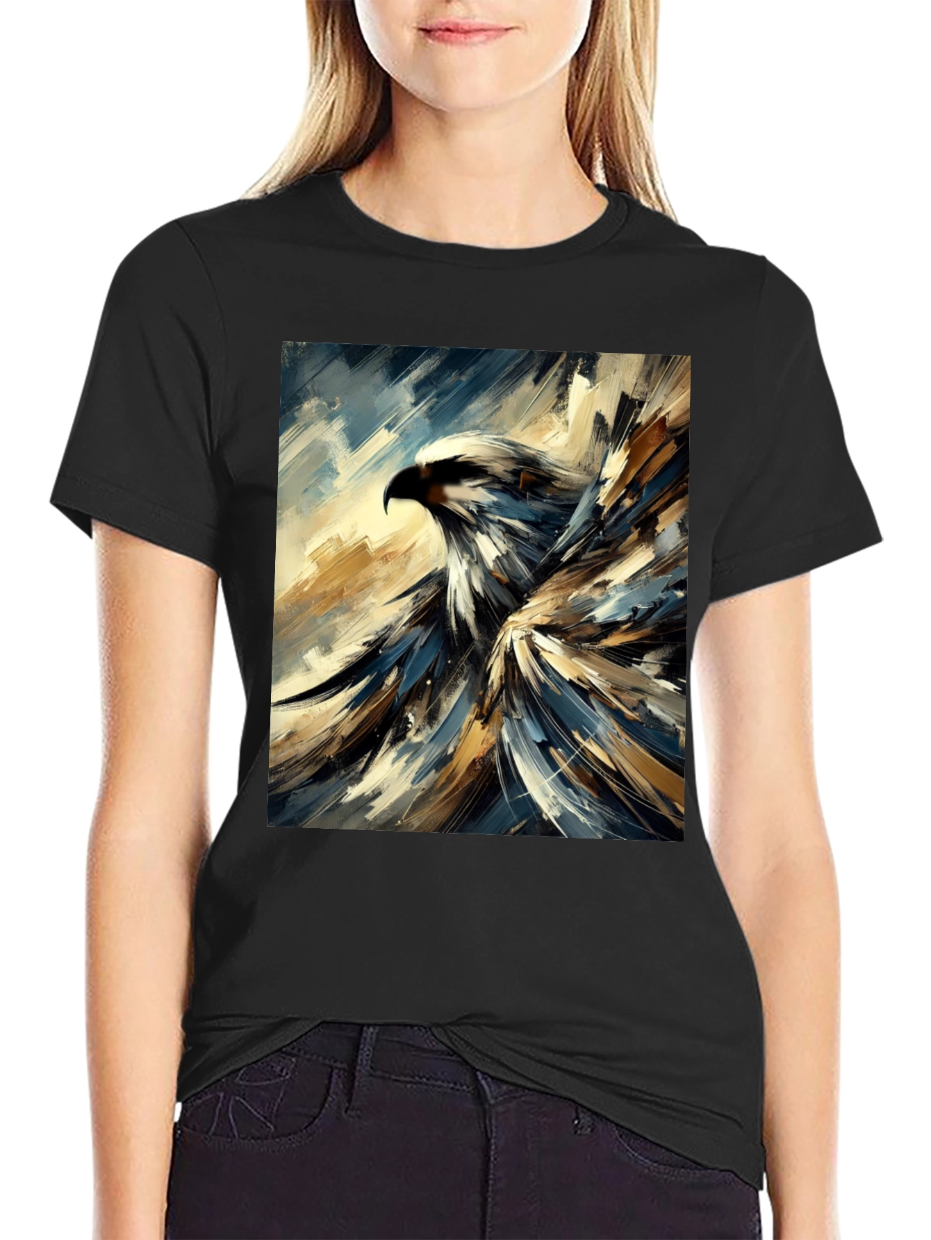 Abstract Eagle Graphic Black T-Shirt