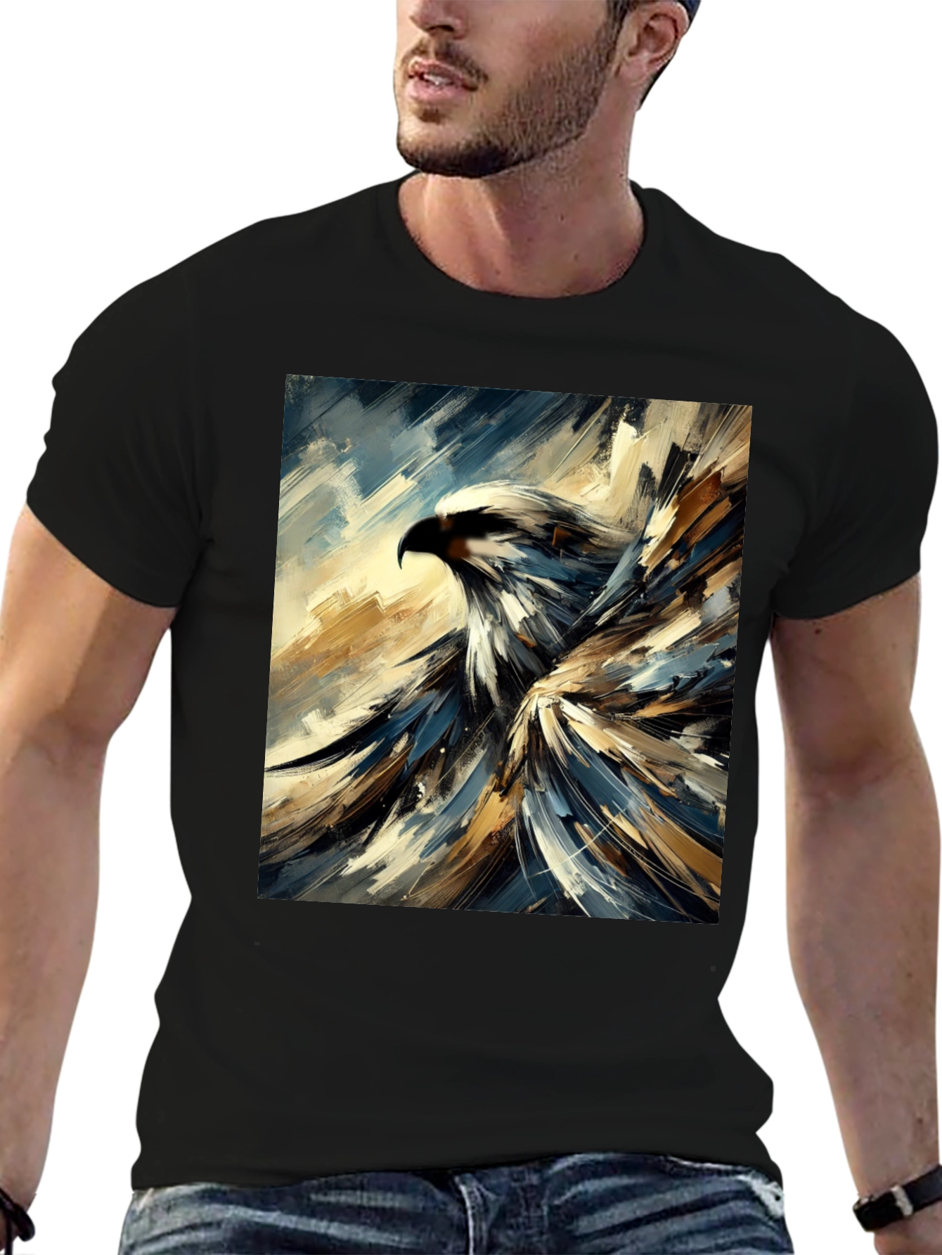 Abstract Eagle Graphic Black T-Shirt