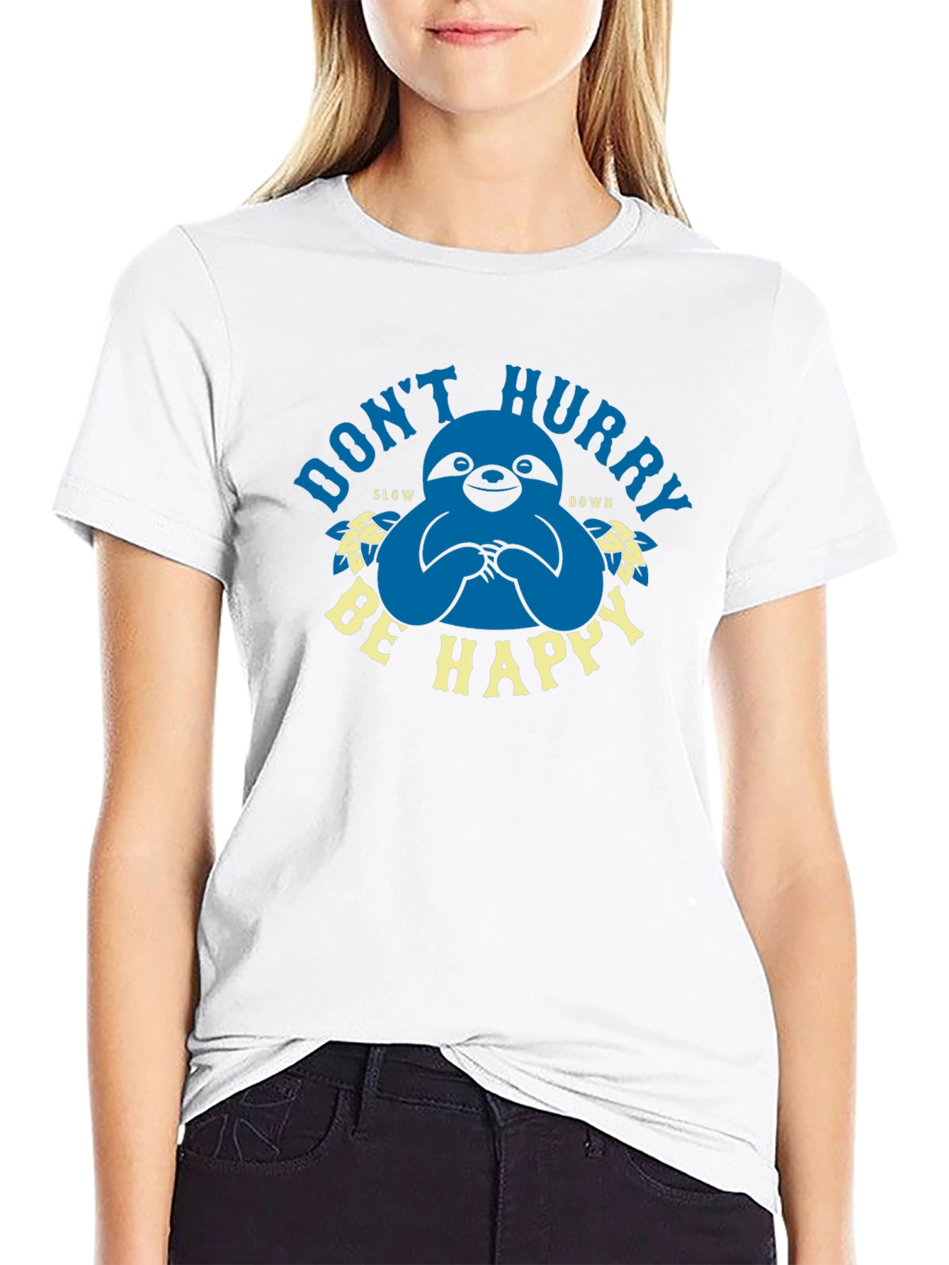 Dont Hurry Be Happy Sloth Graphic Tee