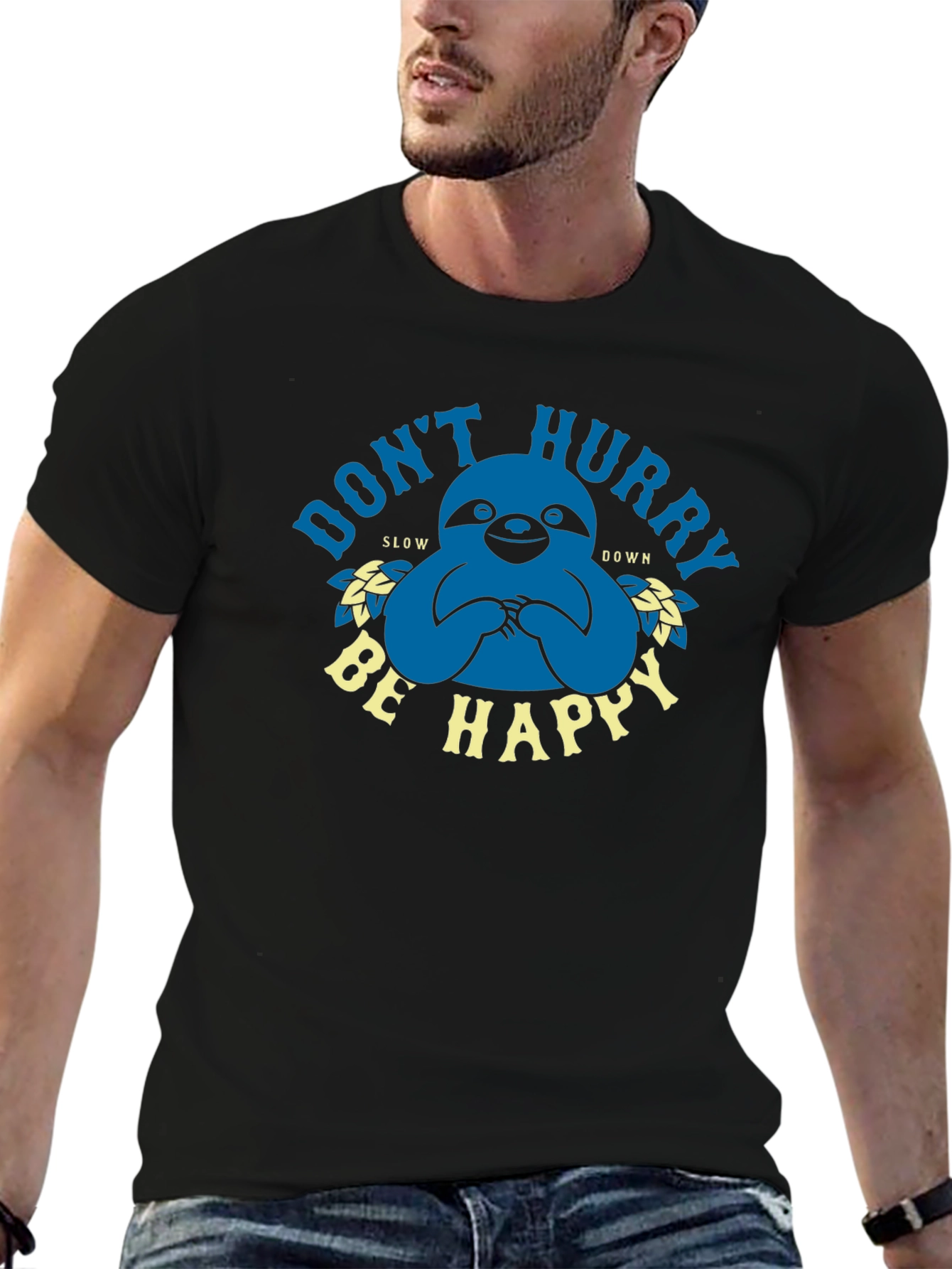 Dont Hurry Be Happy Sloth Graphic Tee