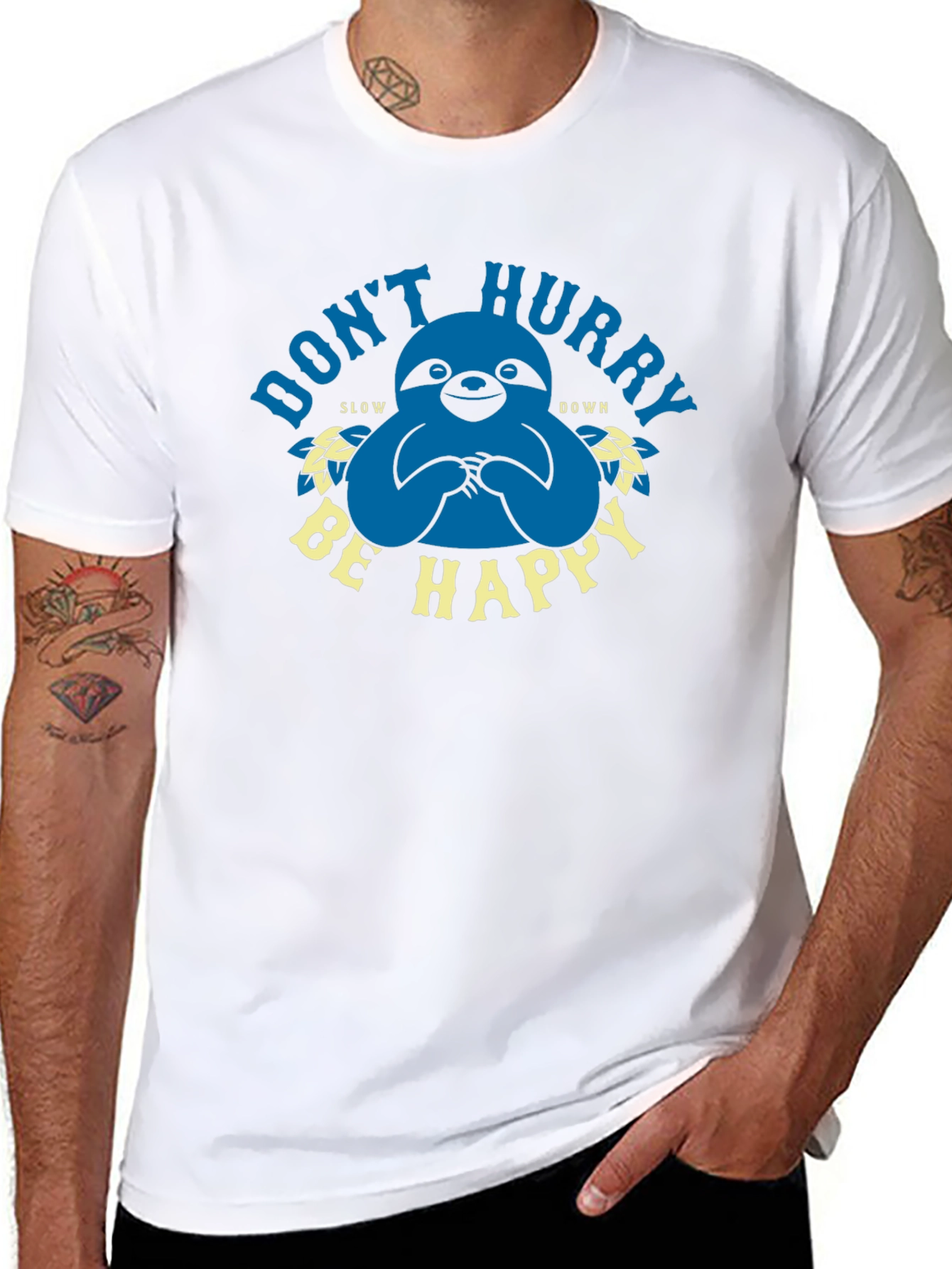 Dont Hurry Be Happy Sloth Graphic Tee