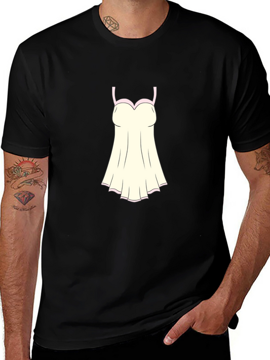 Novelty T-Shirt with Cartoon Lingerie Print
