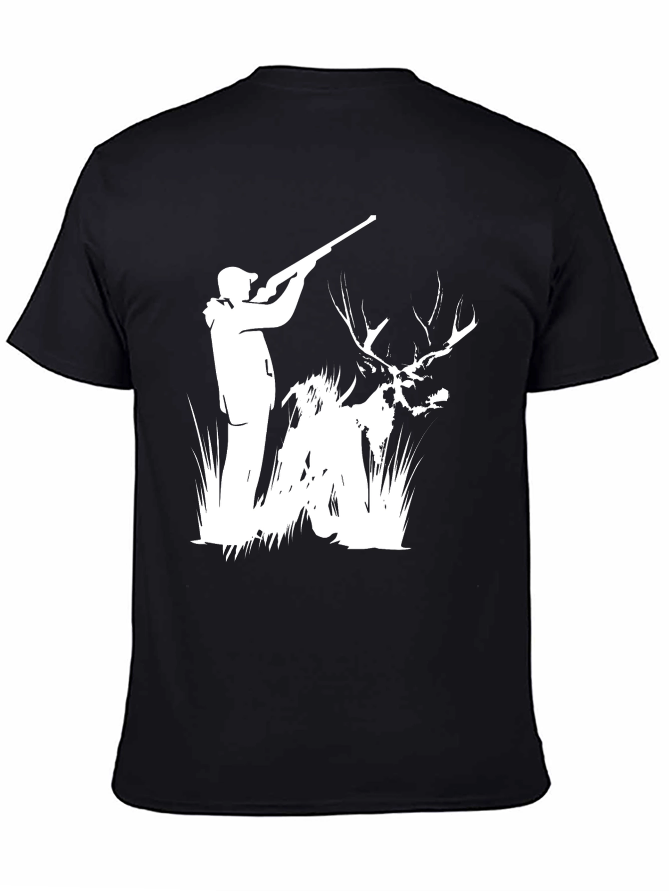 Hunting Scene Graphic Tee - Black Cotton Blend