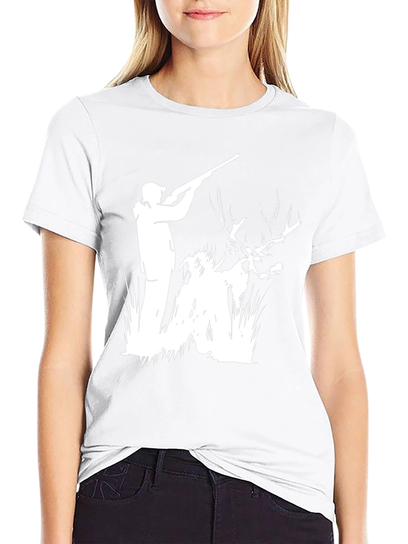 Hunting Scene Graphic Tee - Black Cotton Blend