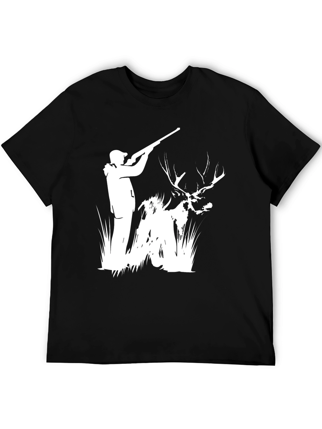 Hunting Scene Graphic Tee - Black Cotton Blend