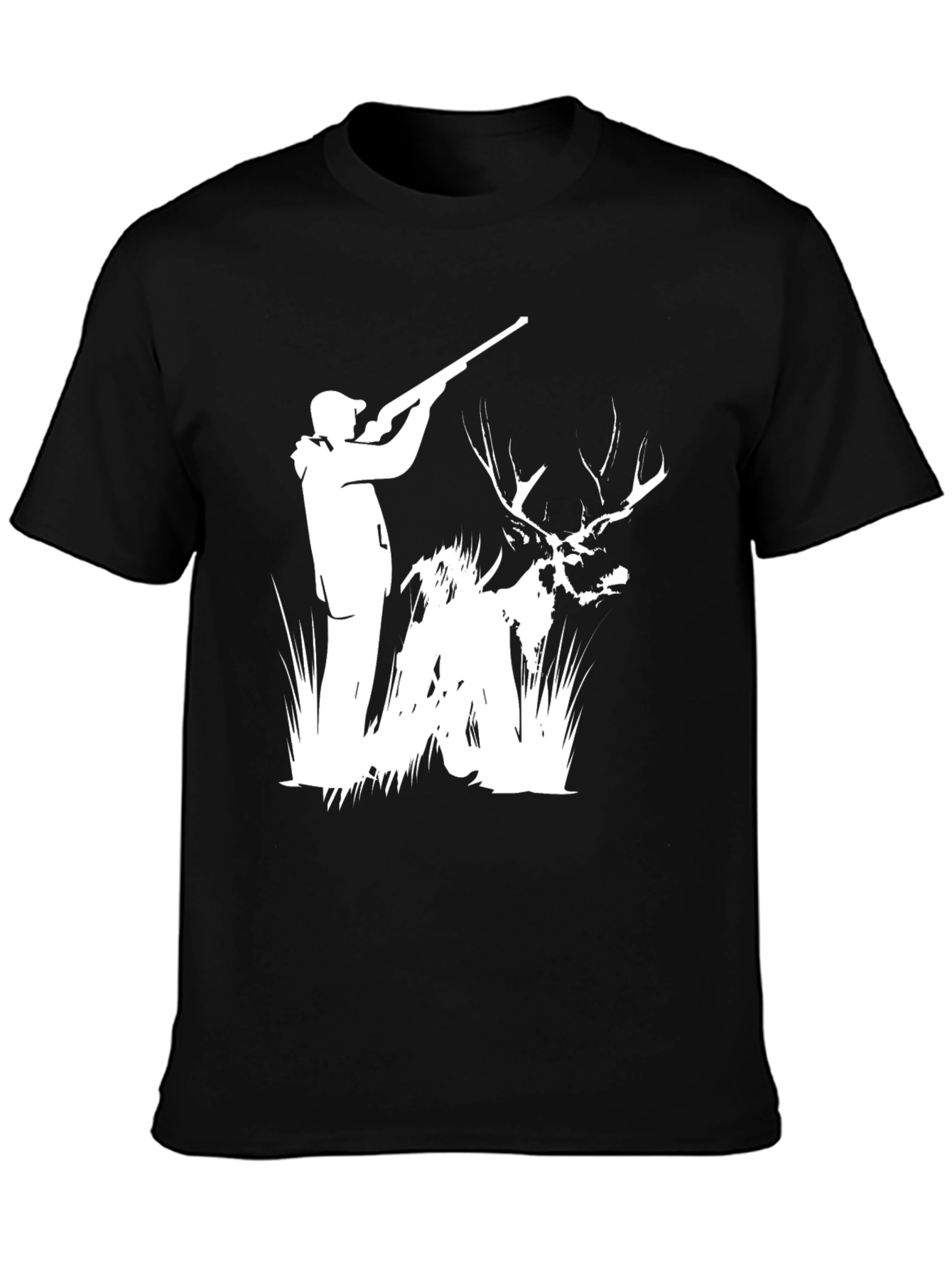 Hunting Scene Graphic Tee - Black Cotton Blend