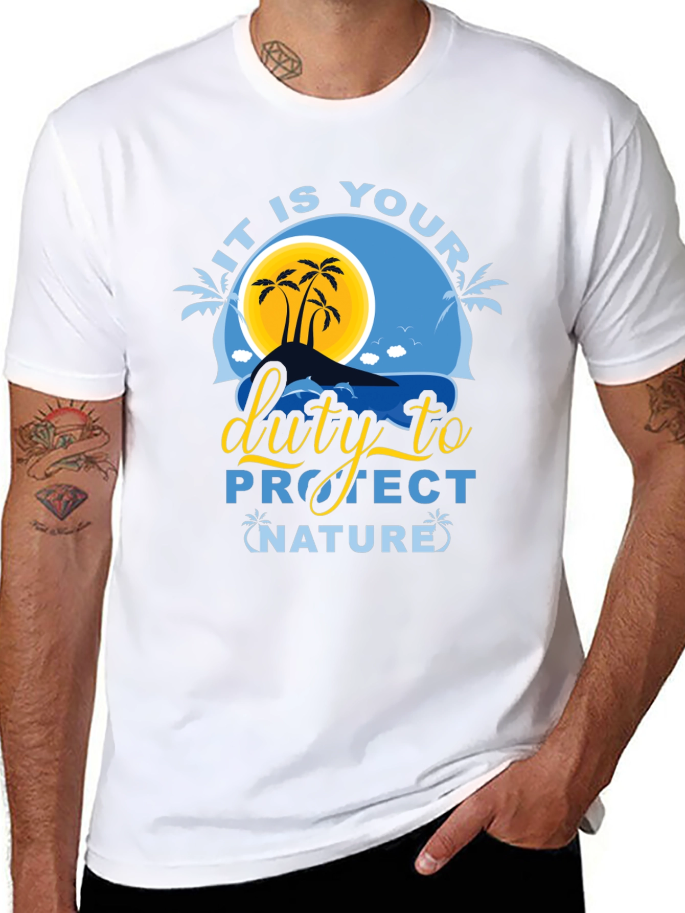 Protect Nature Graphic Tee - Black Cotton T-Shirt