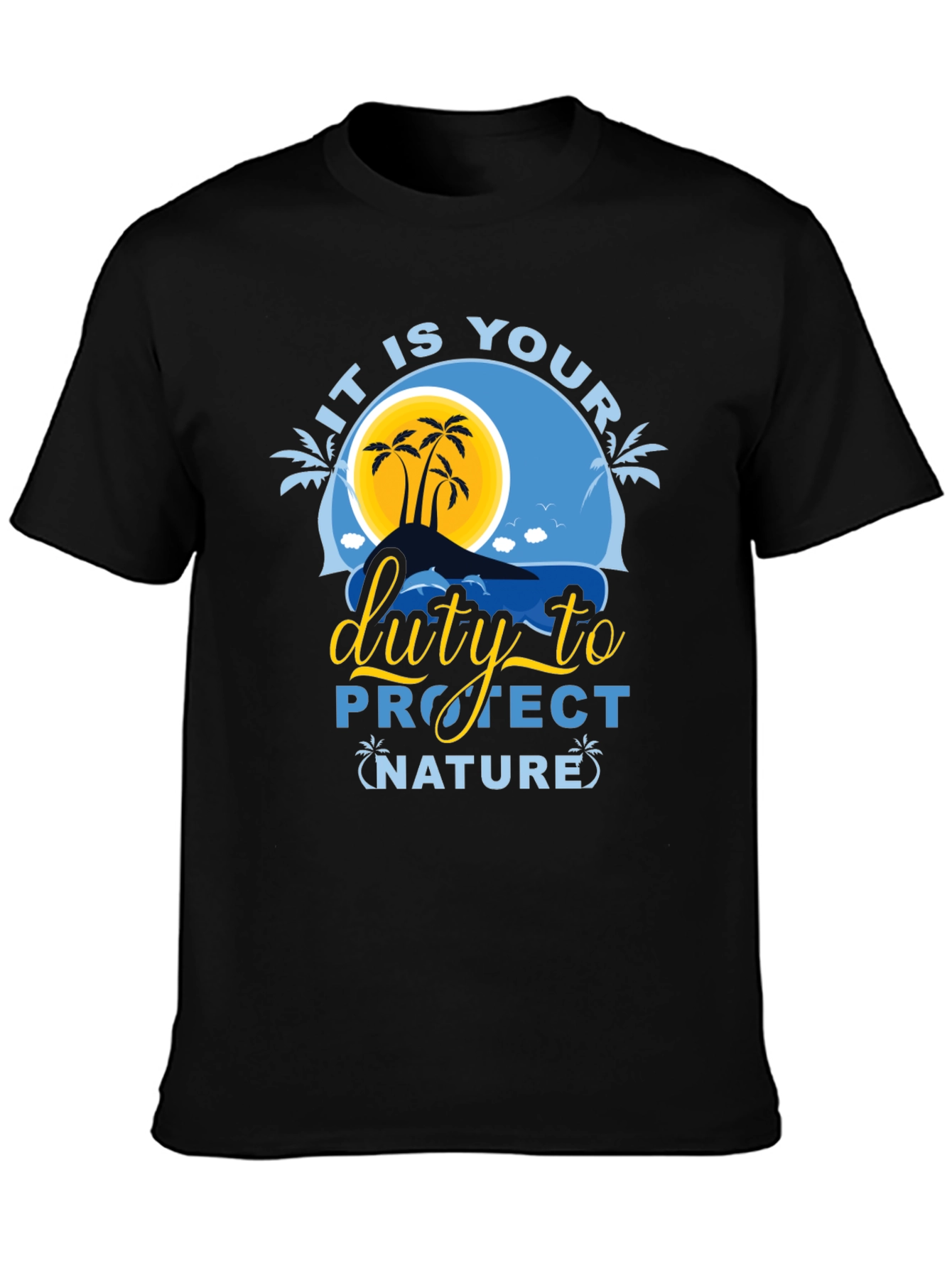 Protect Nature Graphic Tee - Black Cotton T-Shirt