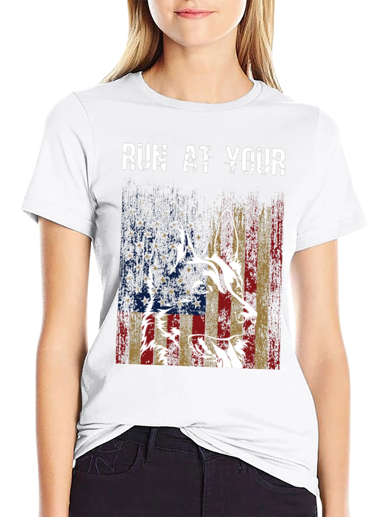 Patriotic Dog Graphic Tee - American Flag Dog T-Shirt
