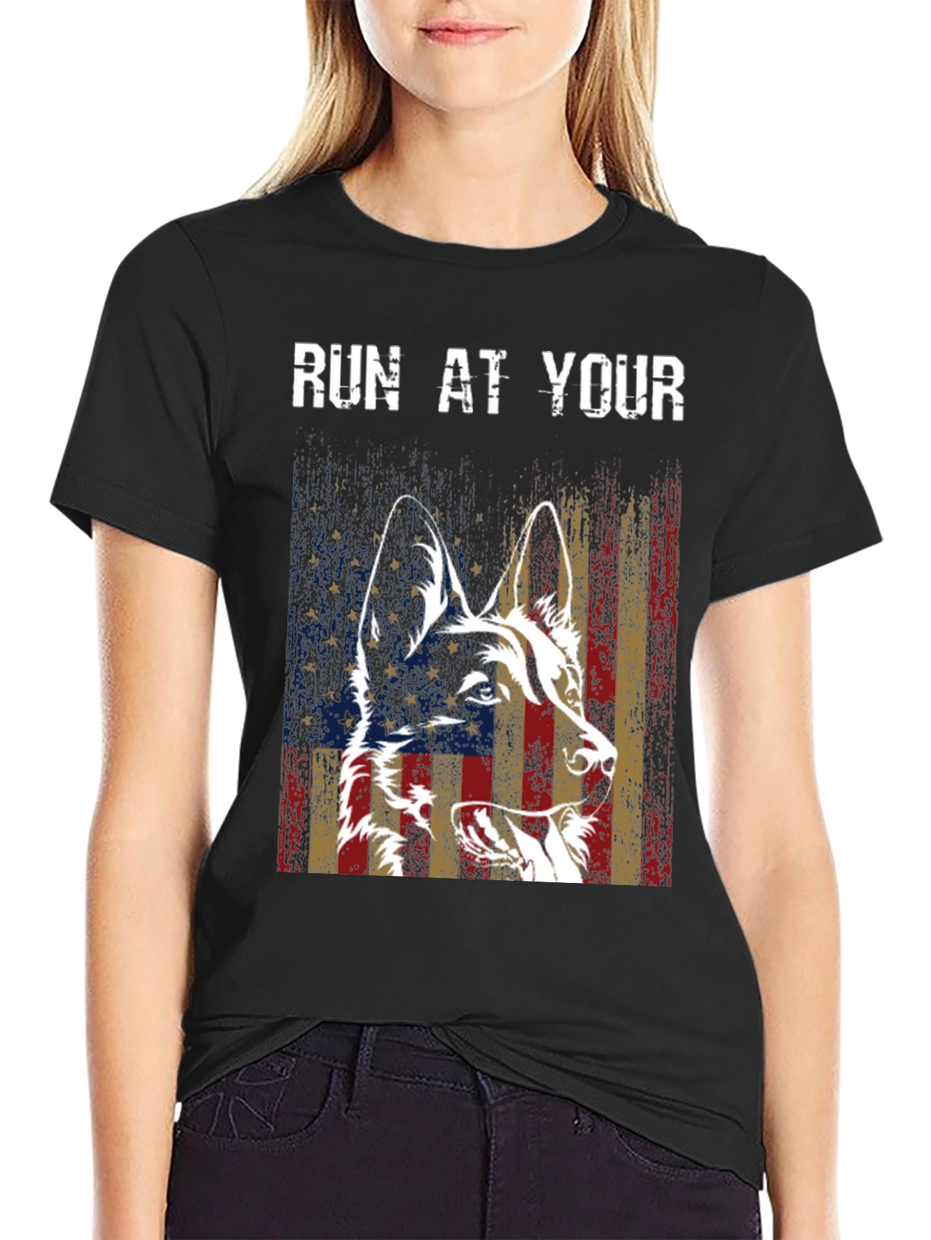 Patriotic Dog Graphic Tee - American Flag Dog T-Shirt