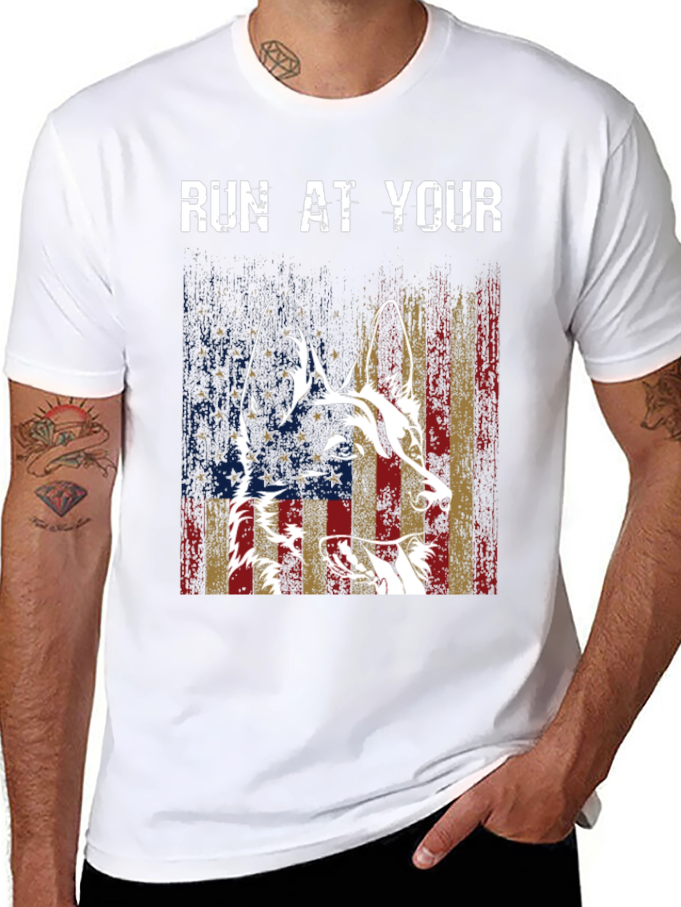 Patriotic Dog Graphic Tee - American Flag Dog T-Shirt