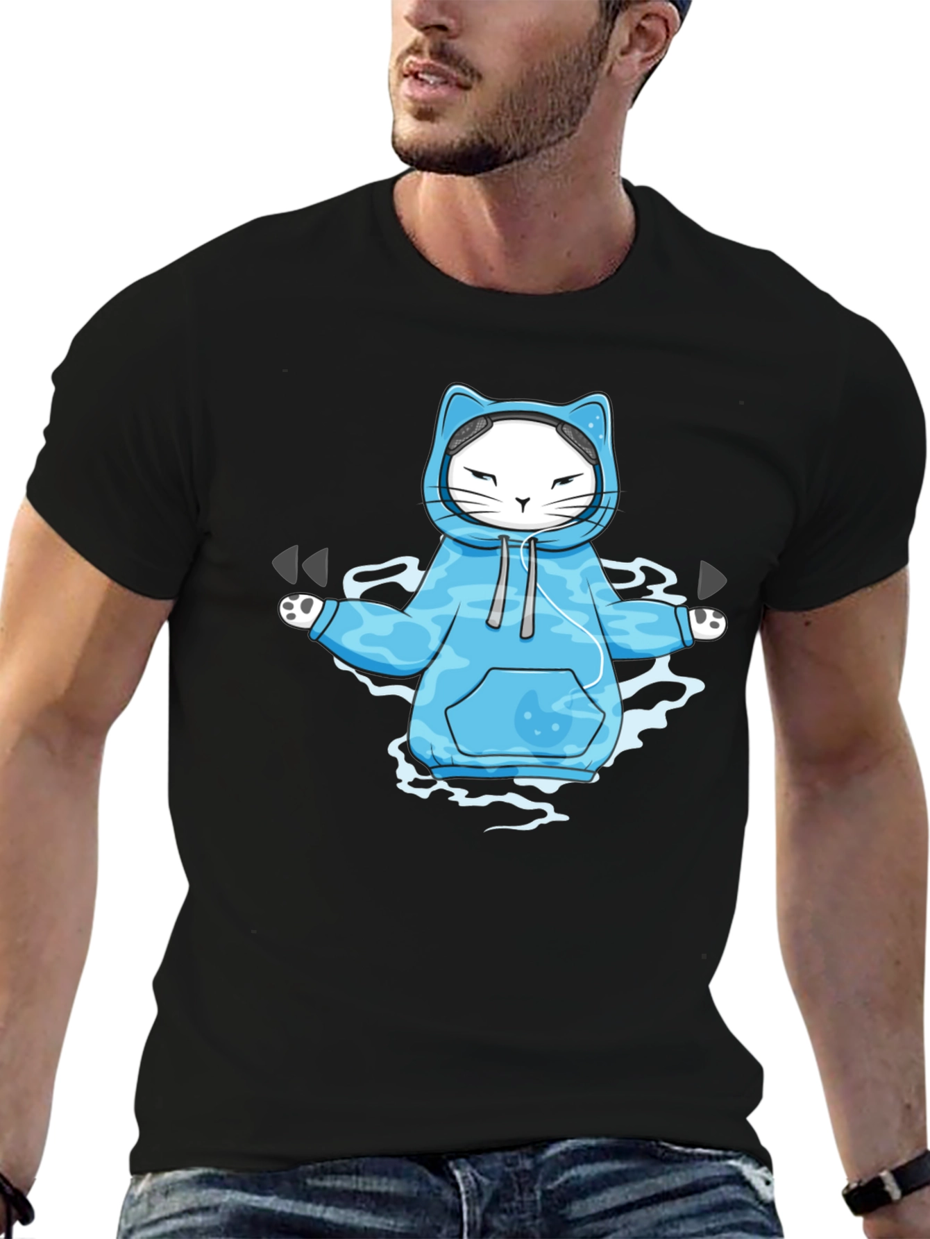 Zen Cat Hoodie T-Shirt: Meditating Feline in Style