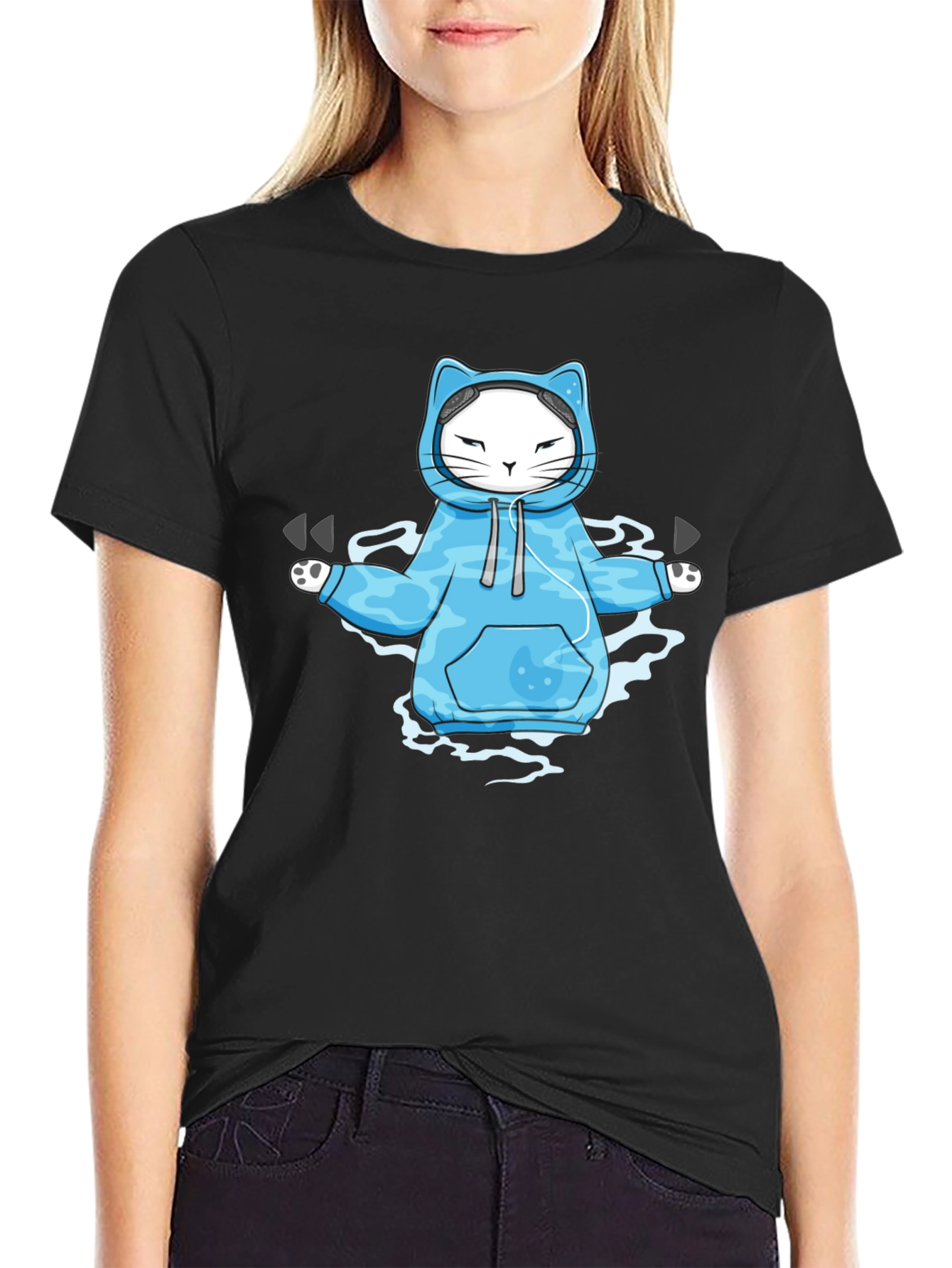 Zen Cat Hoodie T-Shirt: Meditating Feline in Style