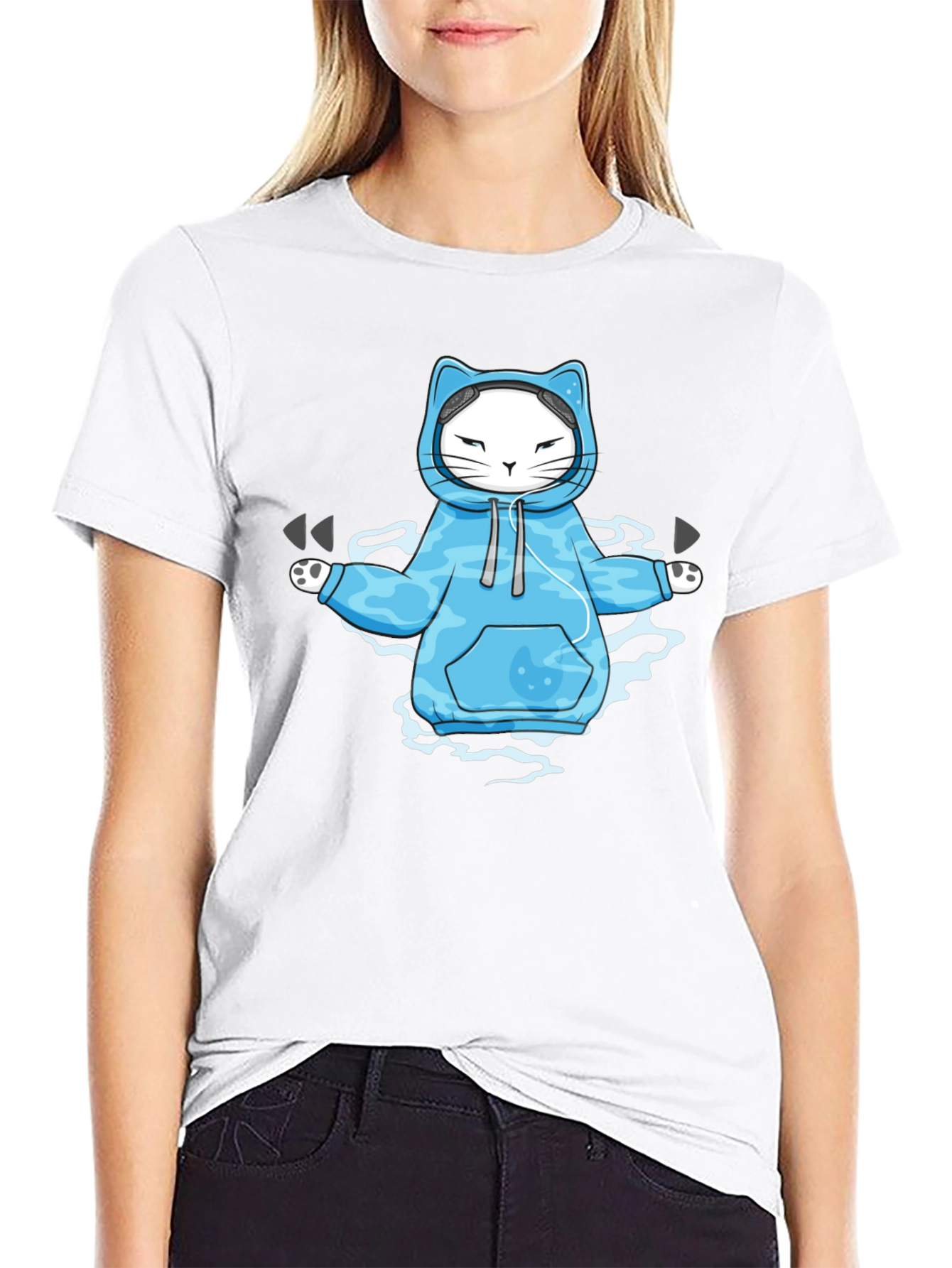 Zen Cat Hoodie T-Shirt: Meditating Feline in Style