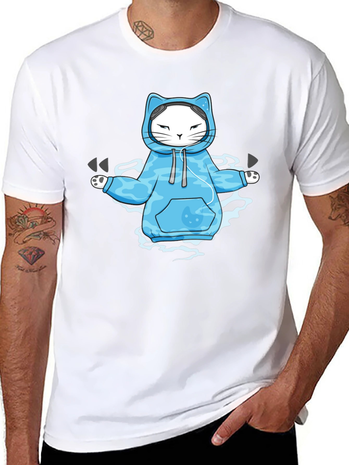 Zen Cat Hoodie T-Shirt: Meditating Feline in Style
