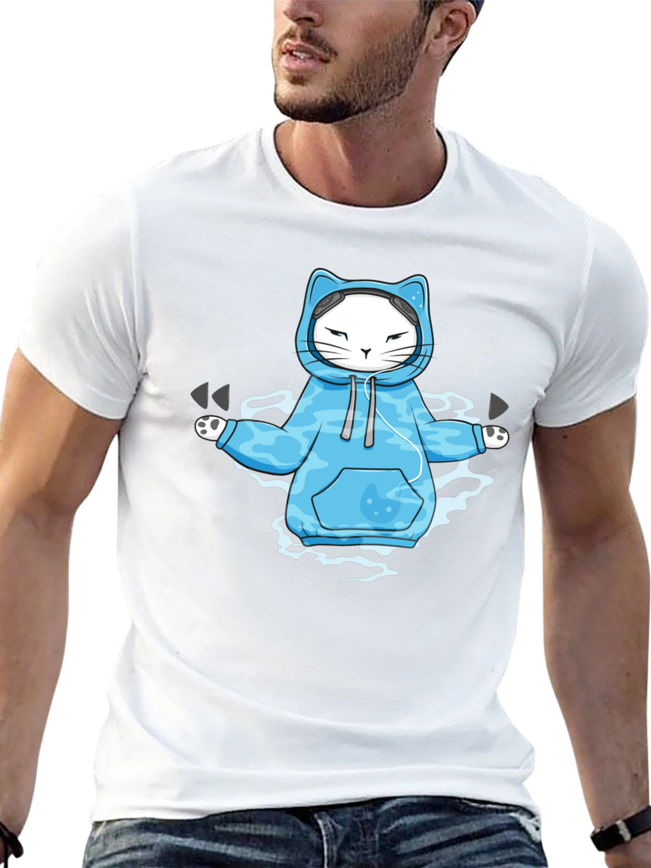 Zen Cat Hoodie T-Shirt: Meditating Feline in Style