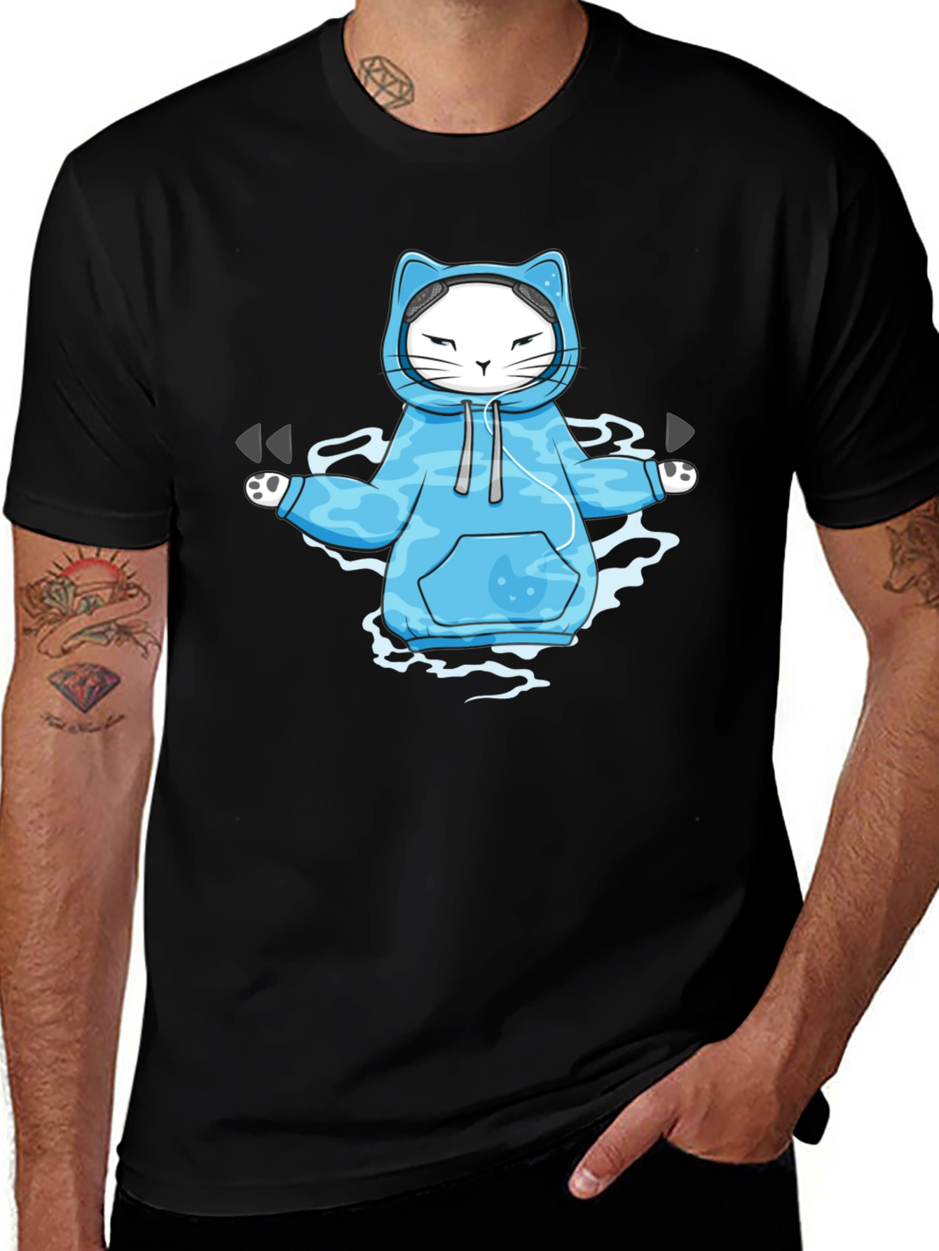 Zen Cat Hoodie T-Shirt: Meditating Feline in Style