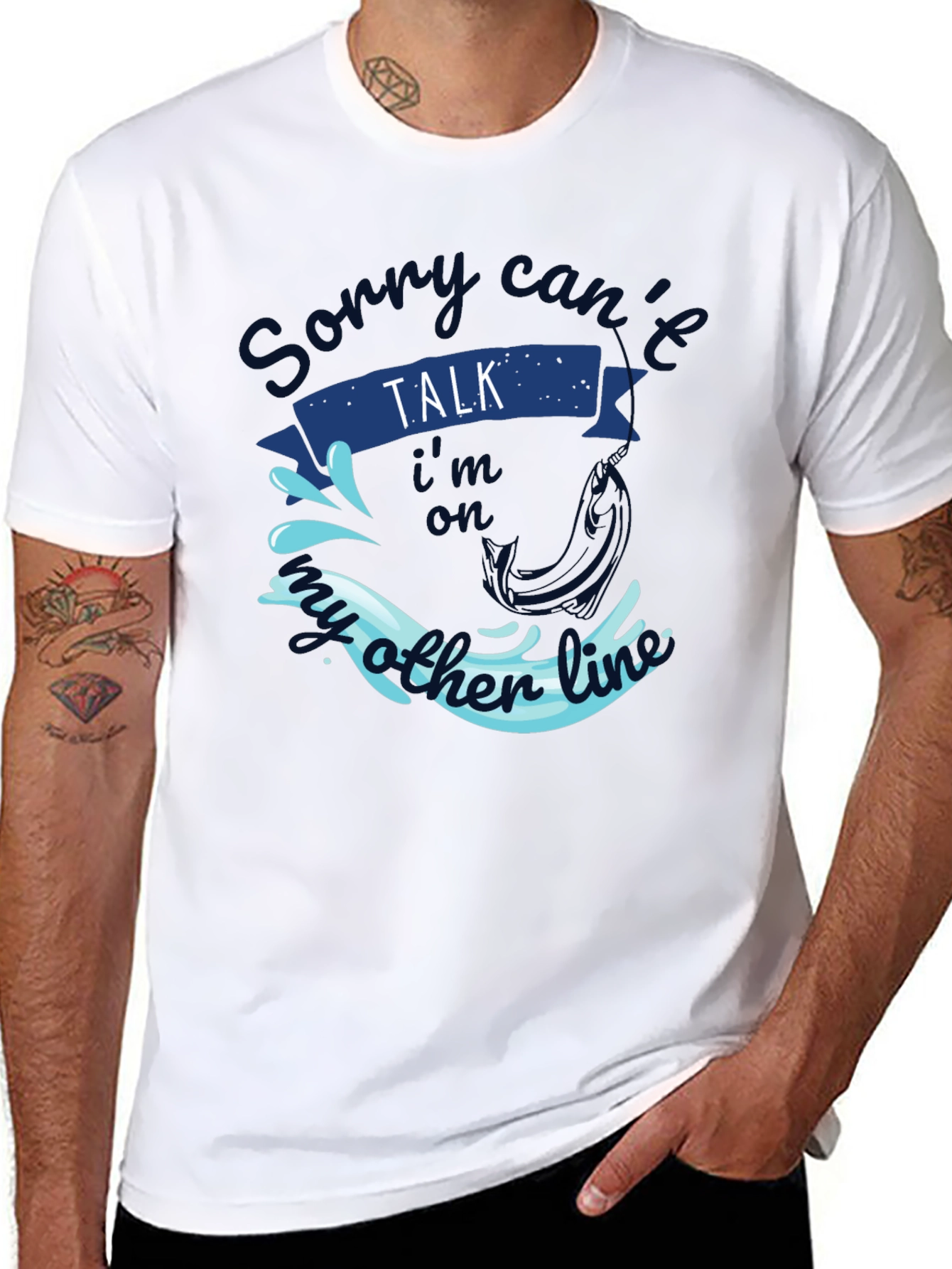 Sorry Cant Talk Fishing T-Shirt Angler Gift