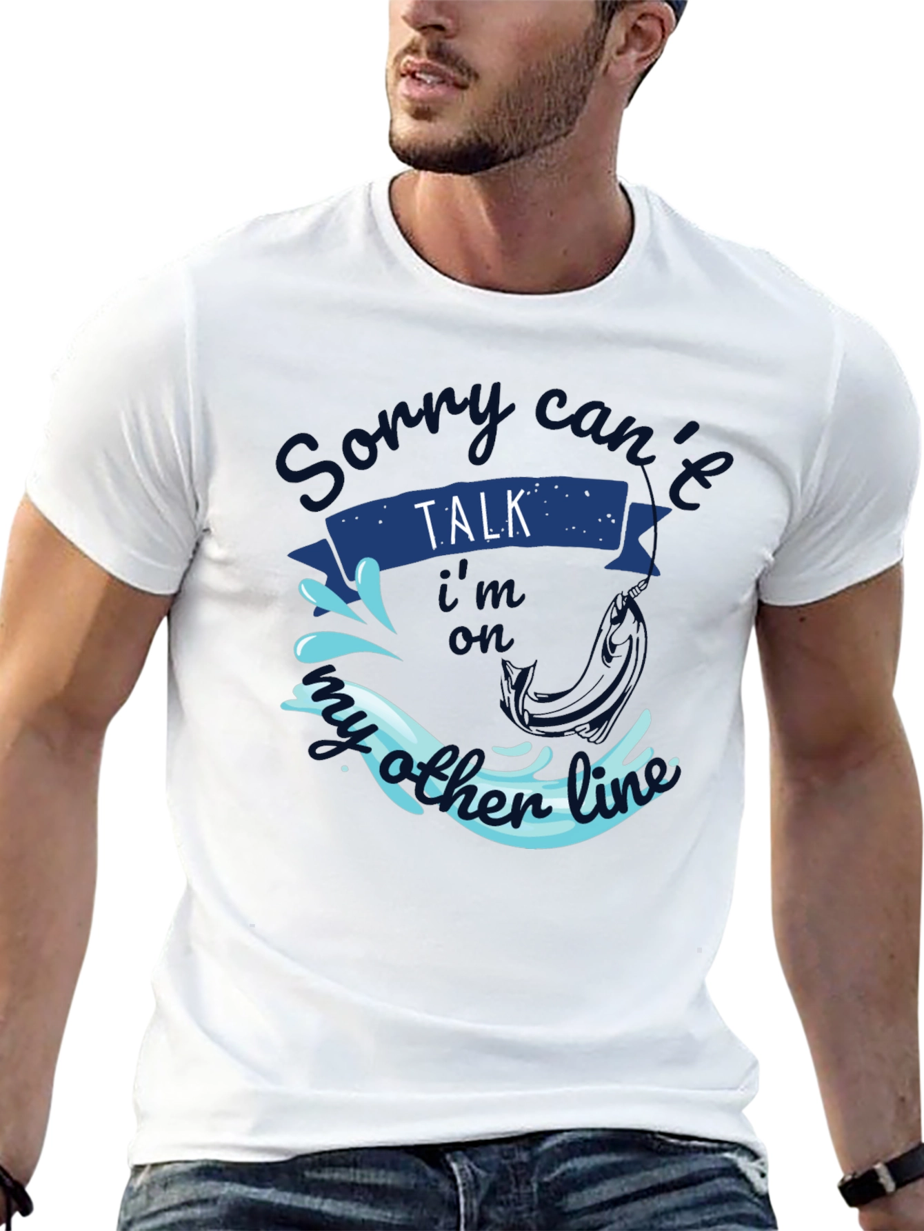 Sorry Cant Talk Fishing T-Shirt Angler Gift